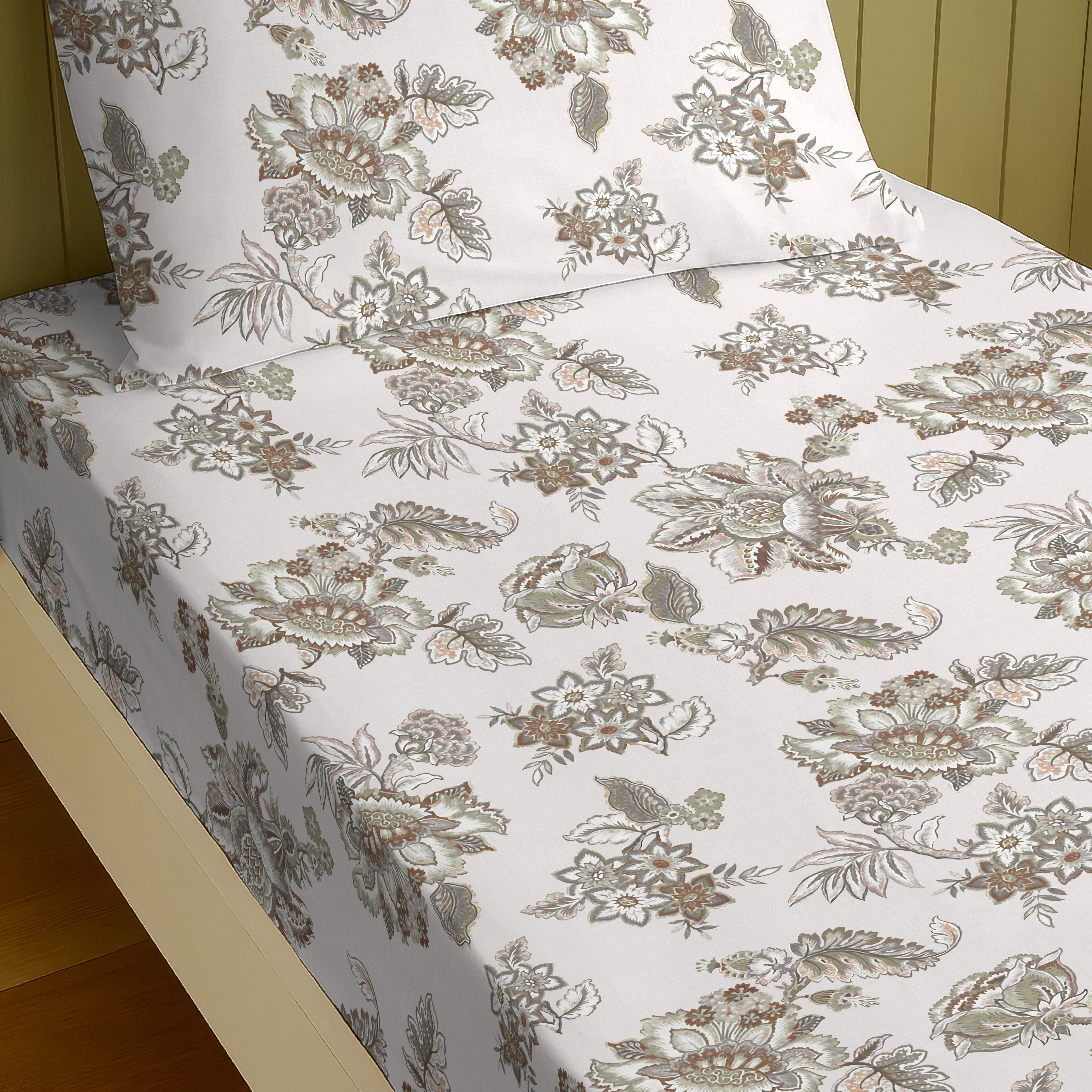 ANZIO GREY BEDSHEET WITH PILLOWCOVER