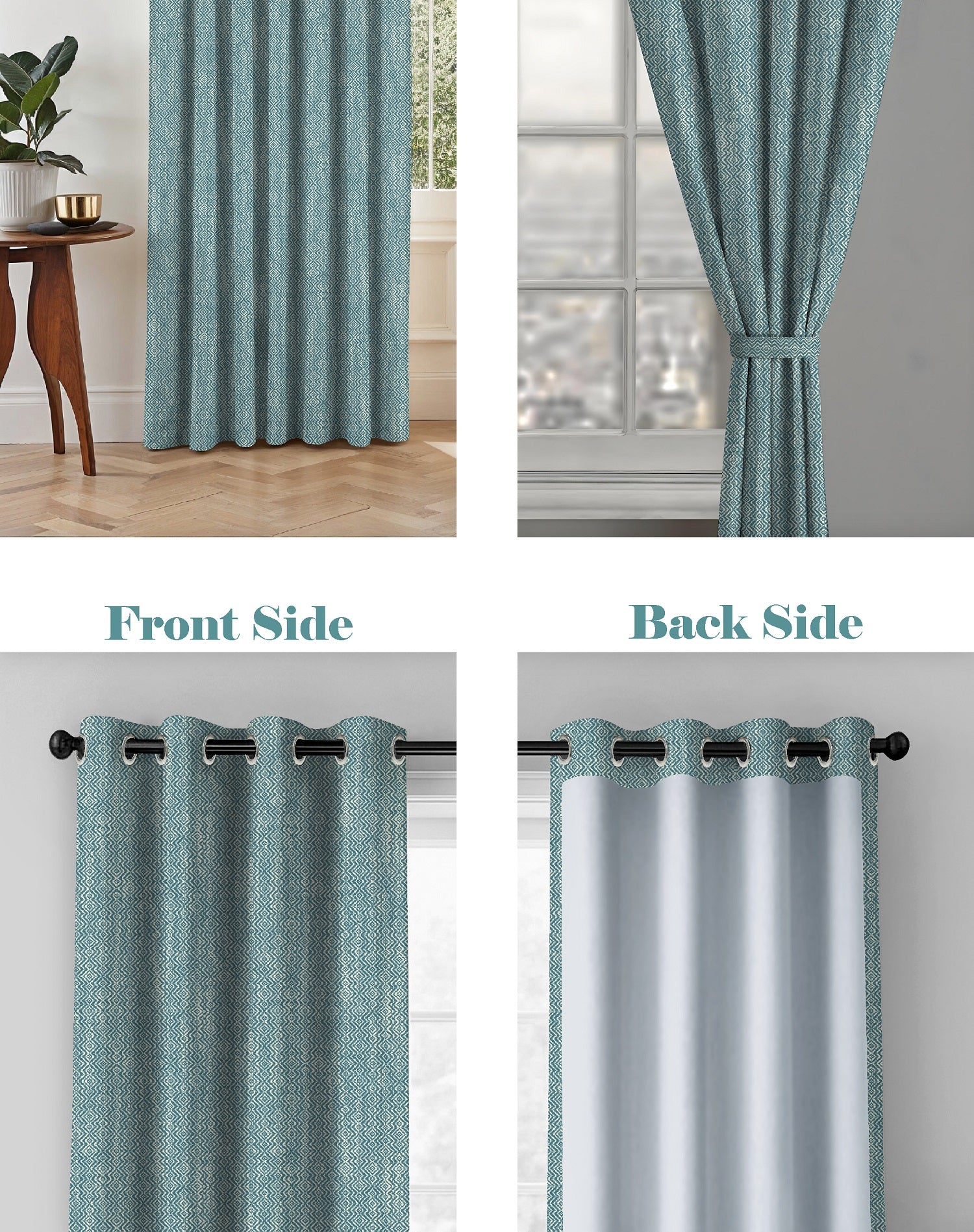KOVO SEA GREEN DIGITAL PRINTED DIMOUT/100% BLACKOUT CURTAINS