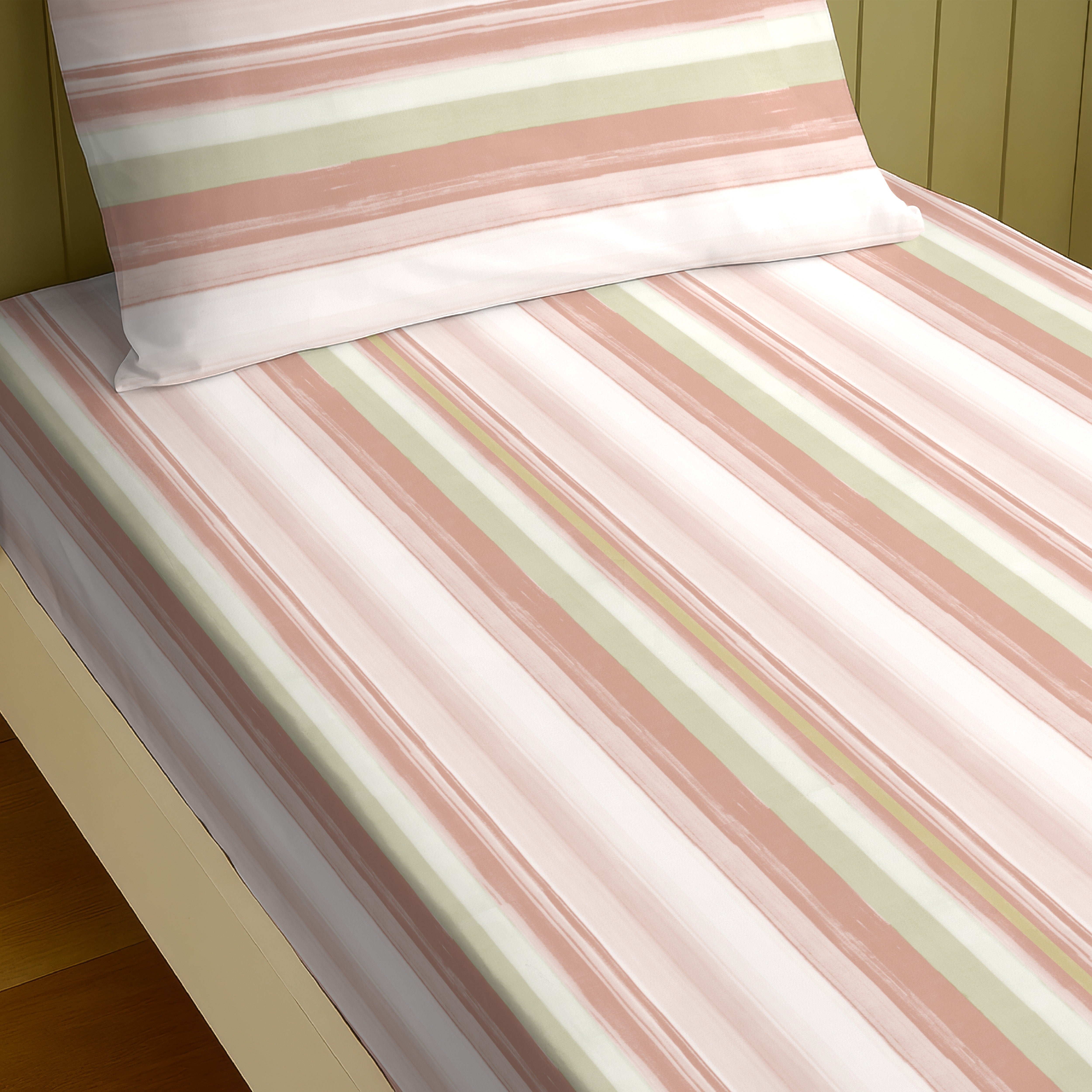 ALVIN STRIPES PINK BEDSHEET WITH PILLOWCOVER