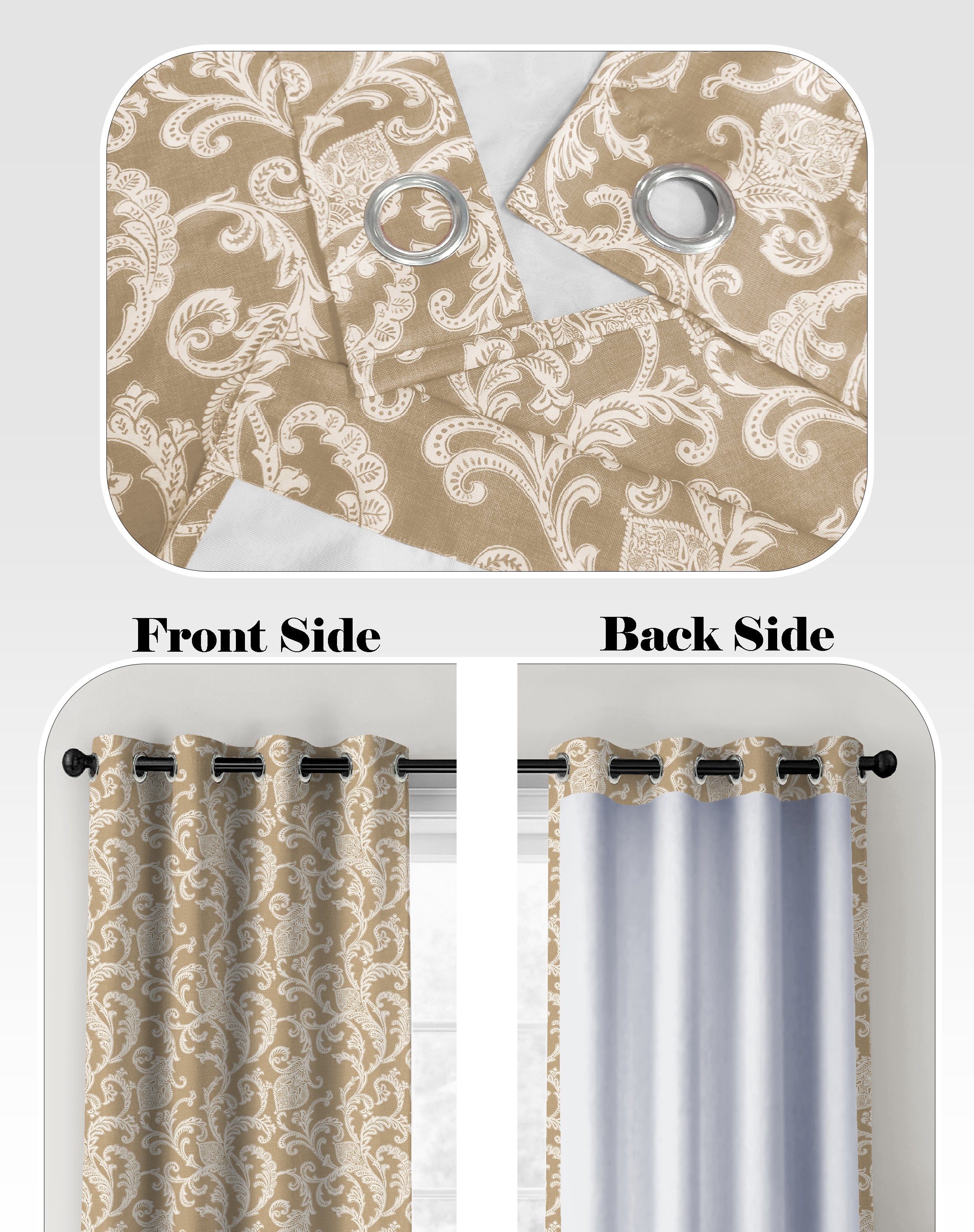 KELVIN BEIGE DIGITAL PRINTED BLACKOUT CURTAINS