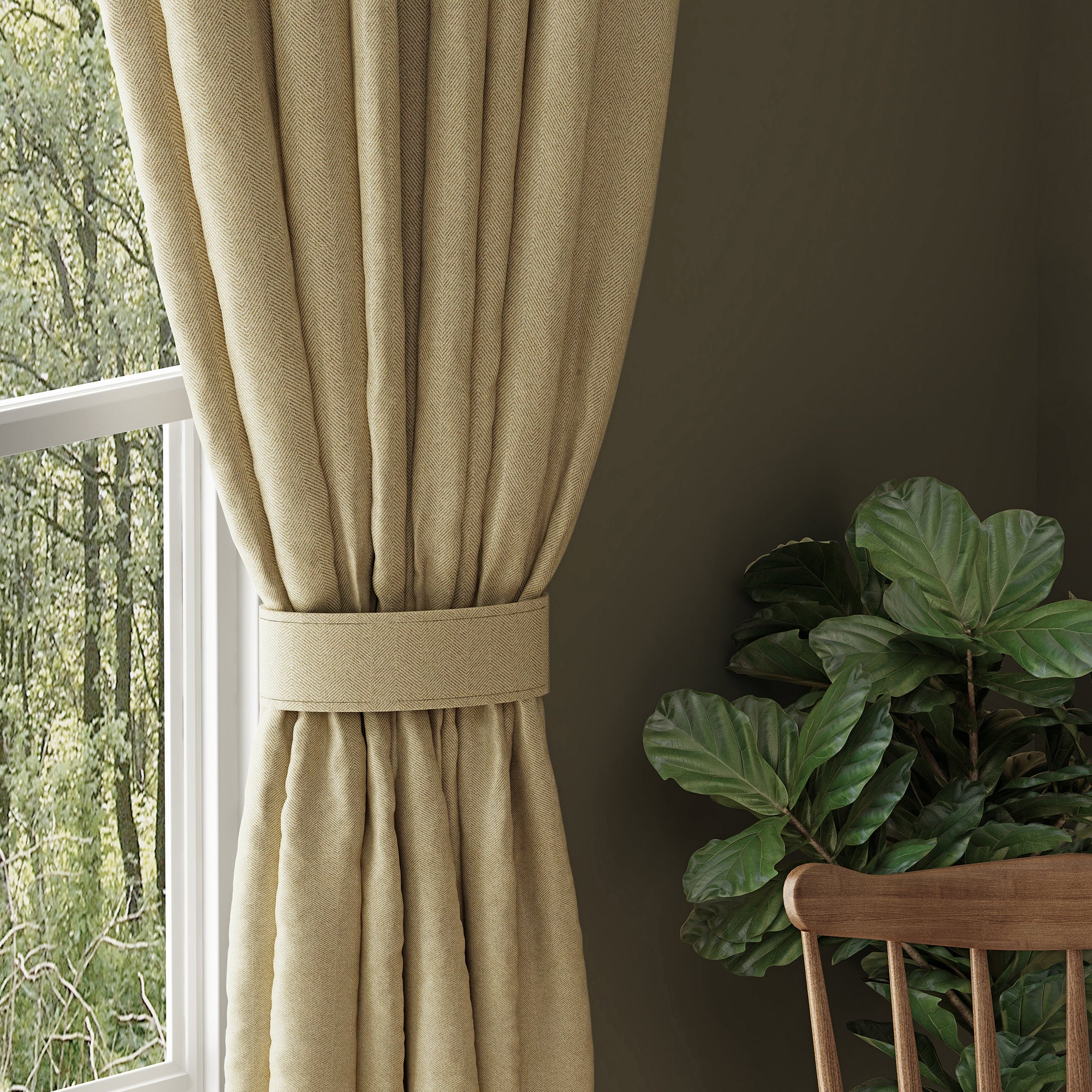 HERRINGBONE CHIKU PRINTED BLACKOUT CURTAIN