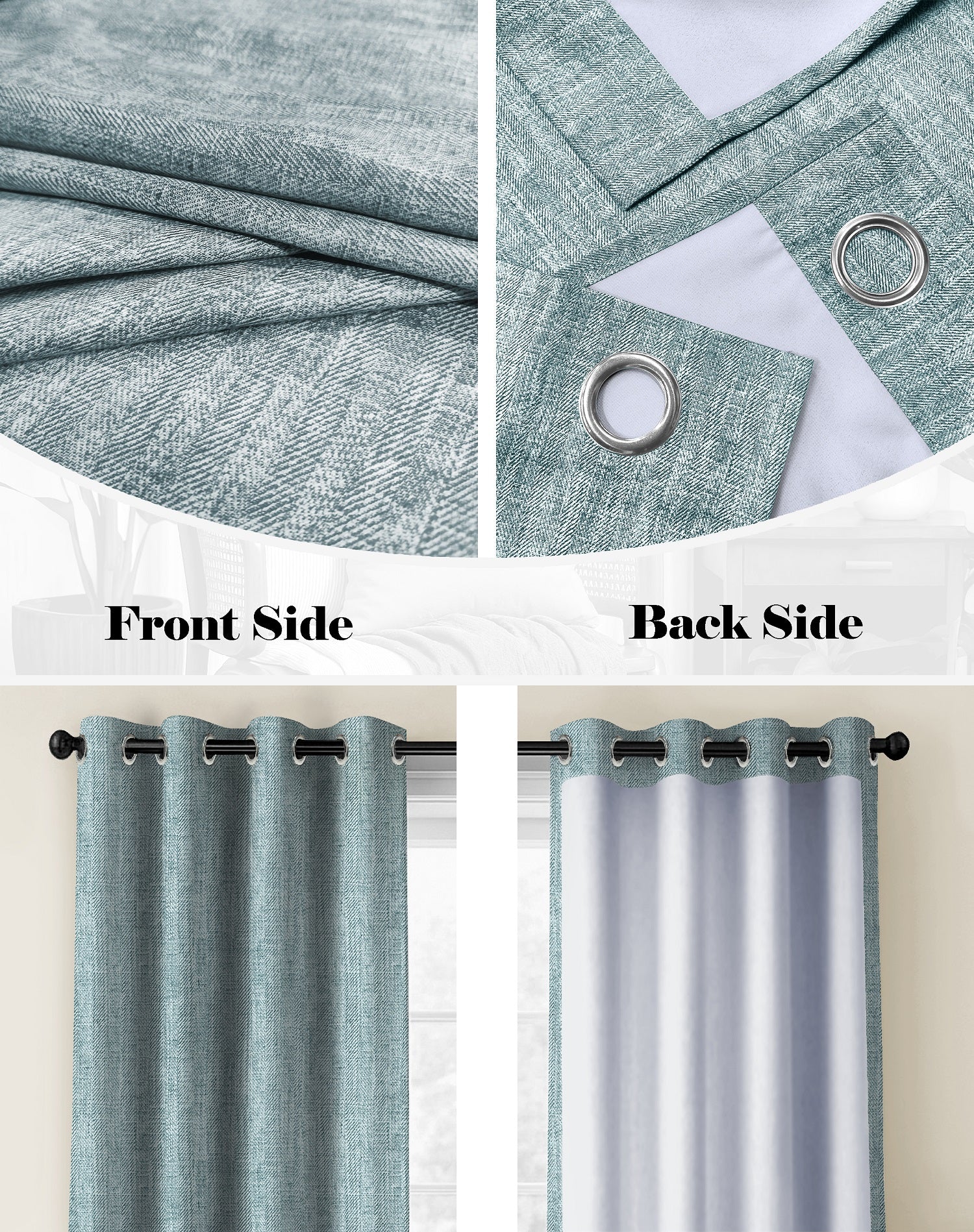 TEXTURA TEAL DIGITAL PRINTED BLACKOUT CURTAINS
