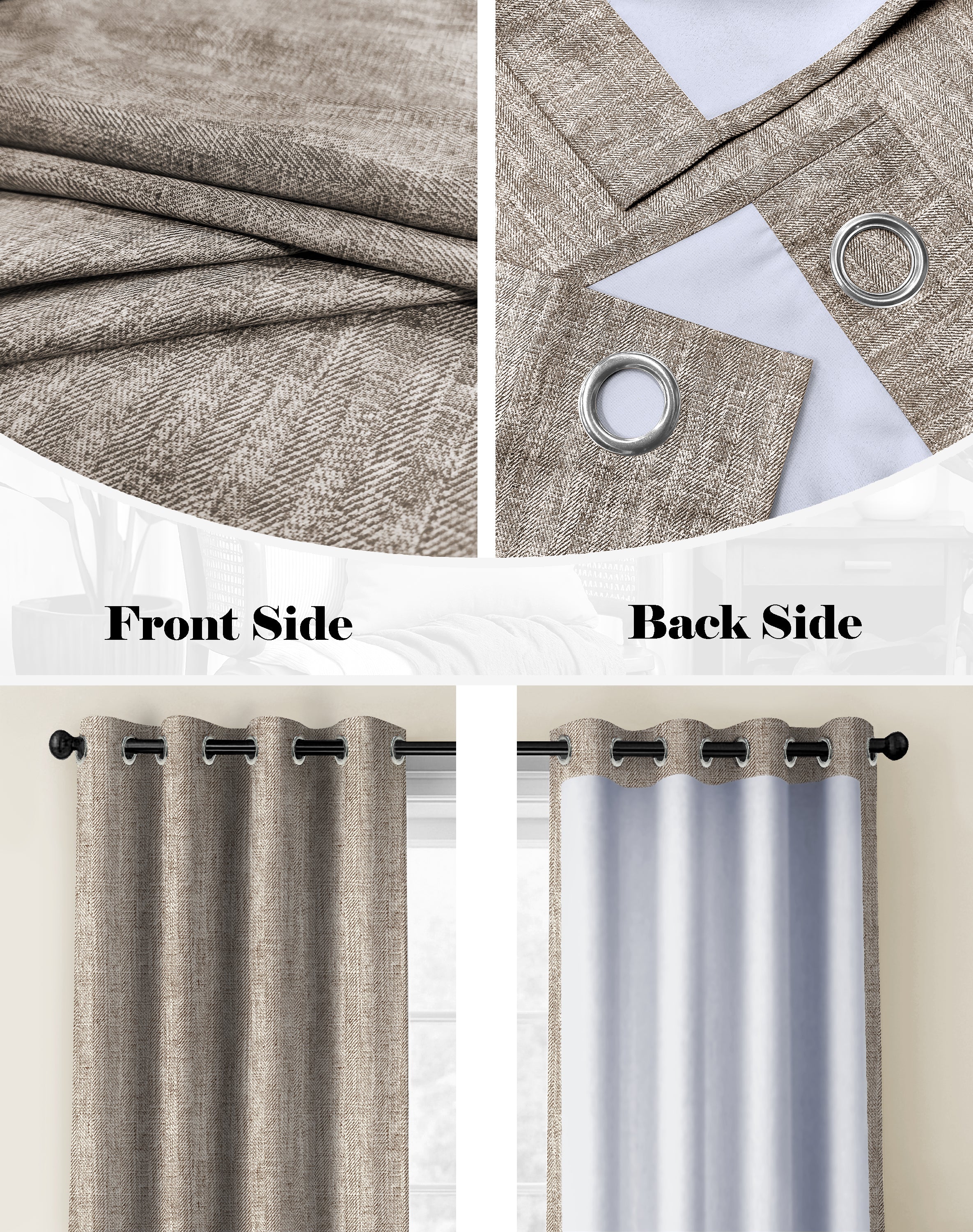 TEXTURA BROWN DIGITAL PRINTED BLACKOUT CURTAINS