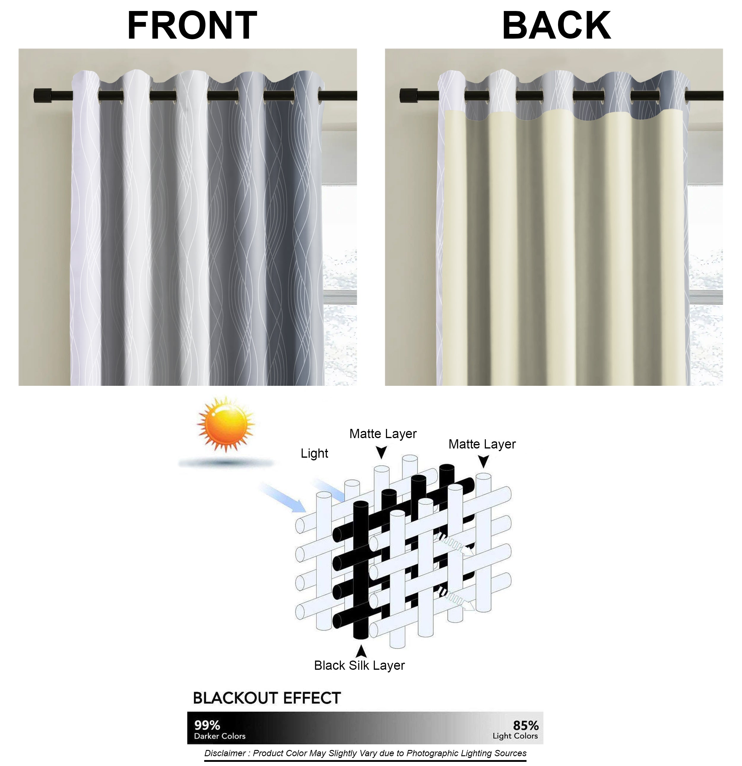 BEVERLEY GREY PRINTED BLACKOUT CURTAIN