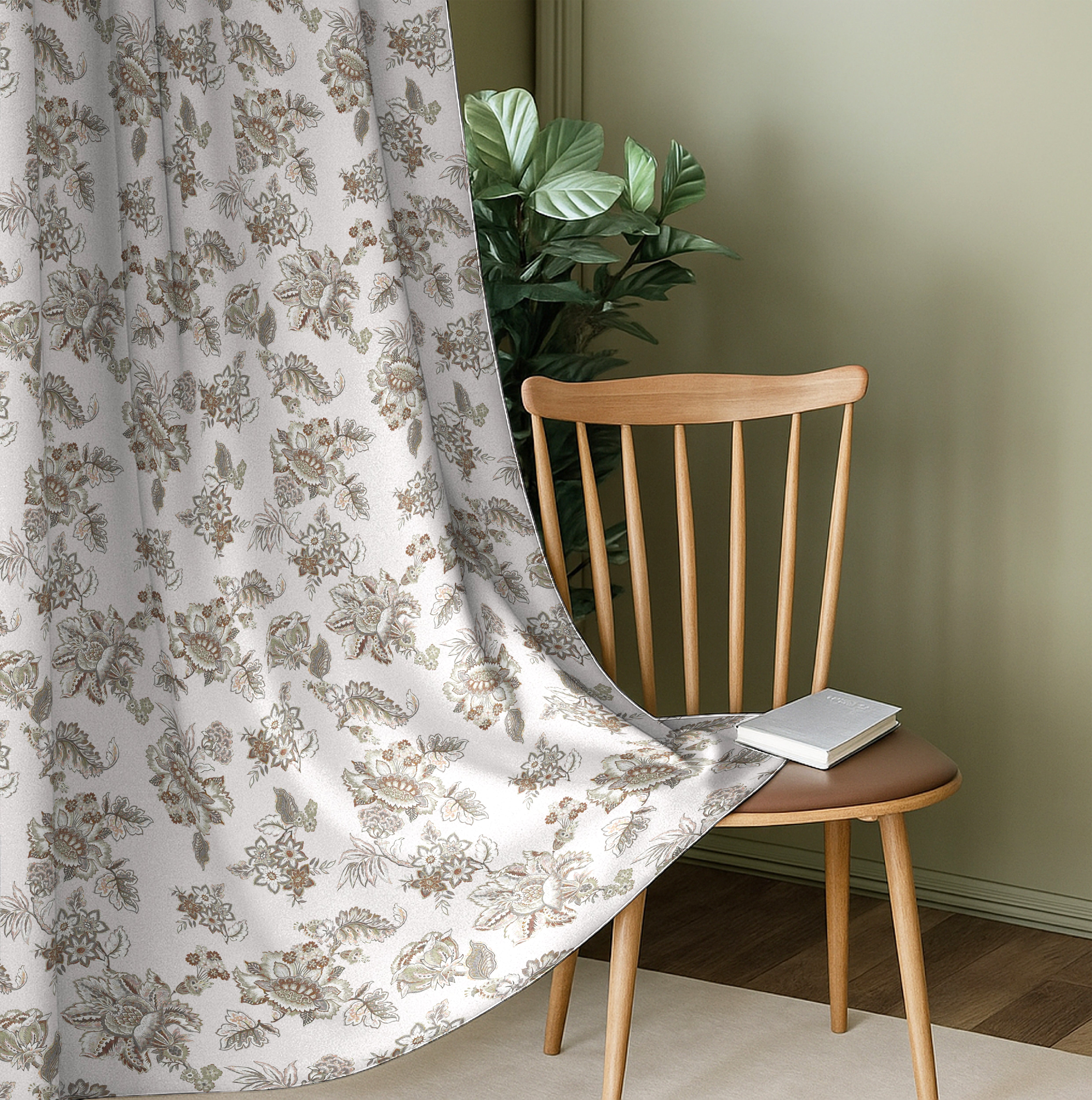 ANZIO GREY PRINTED BLACKOUT CURTAIN