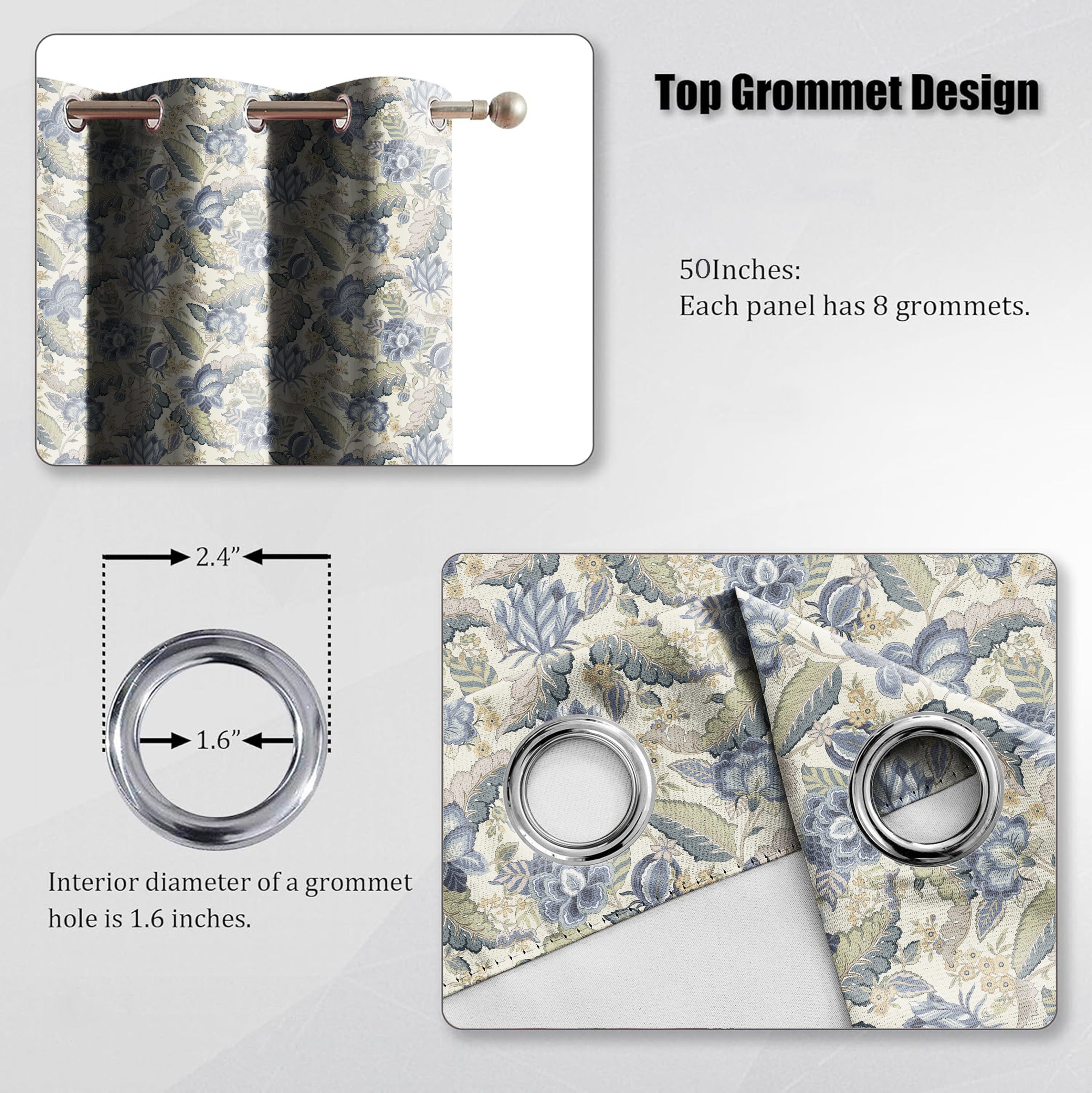 LUCETTA ANTHEM BLUE ROOM DARKENING PRINTED CURTAIN