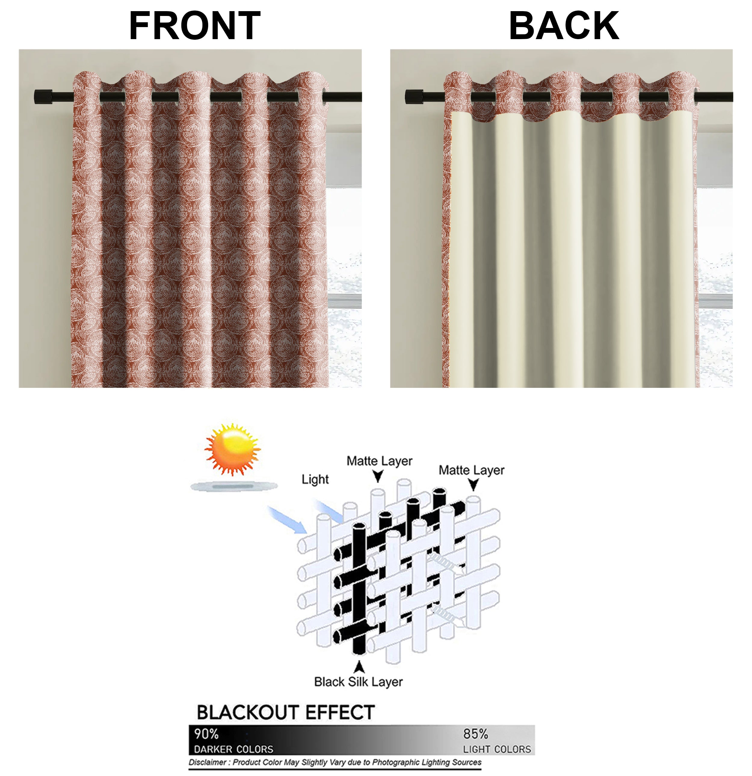 FUSION PEACH PRINTED BLACKOUT CURTAIN