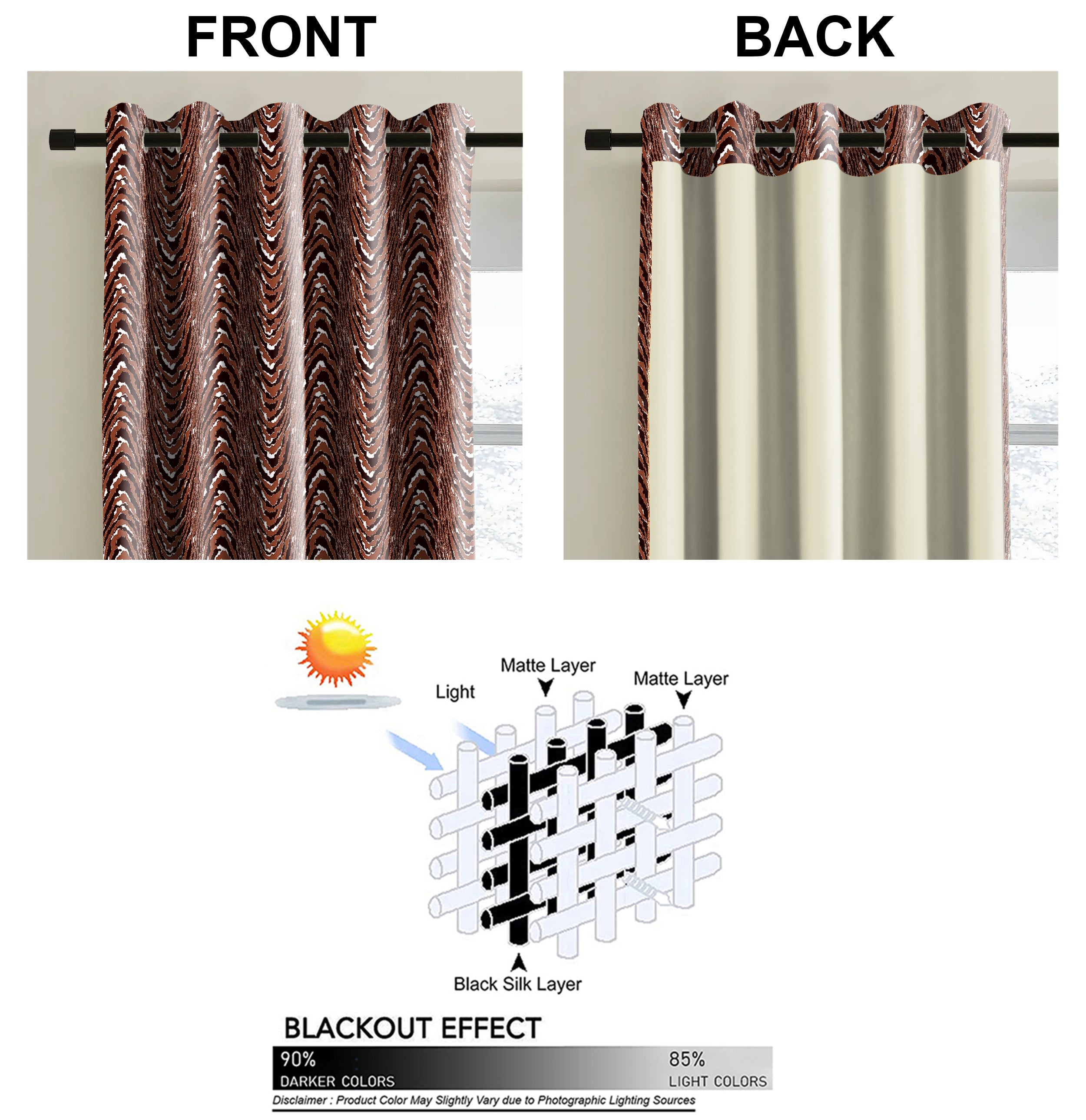 MOIRE RUST PRINTED BLACKOUT CURTAIN