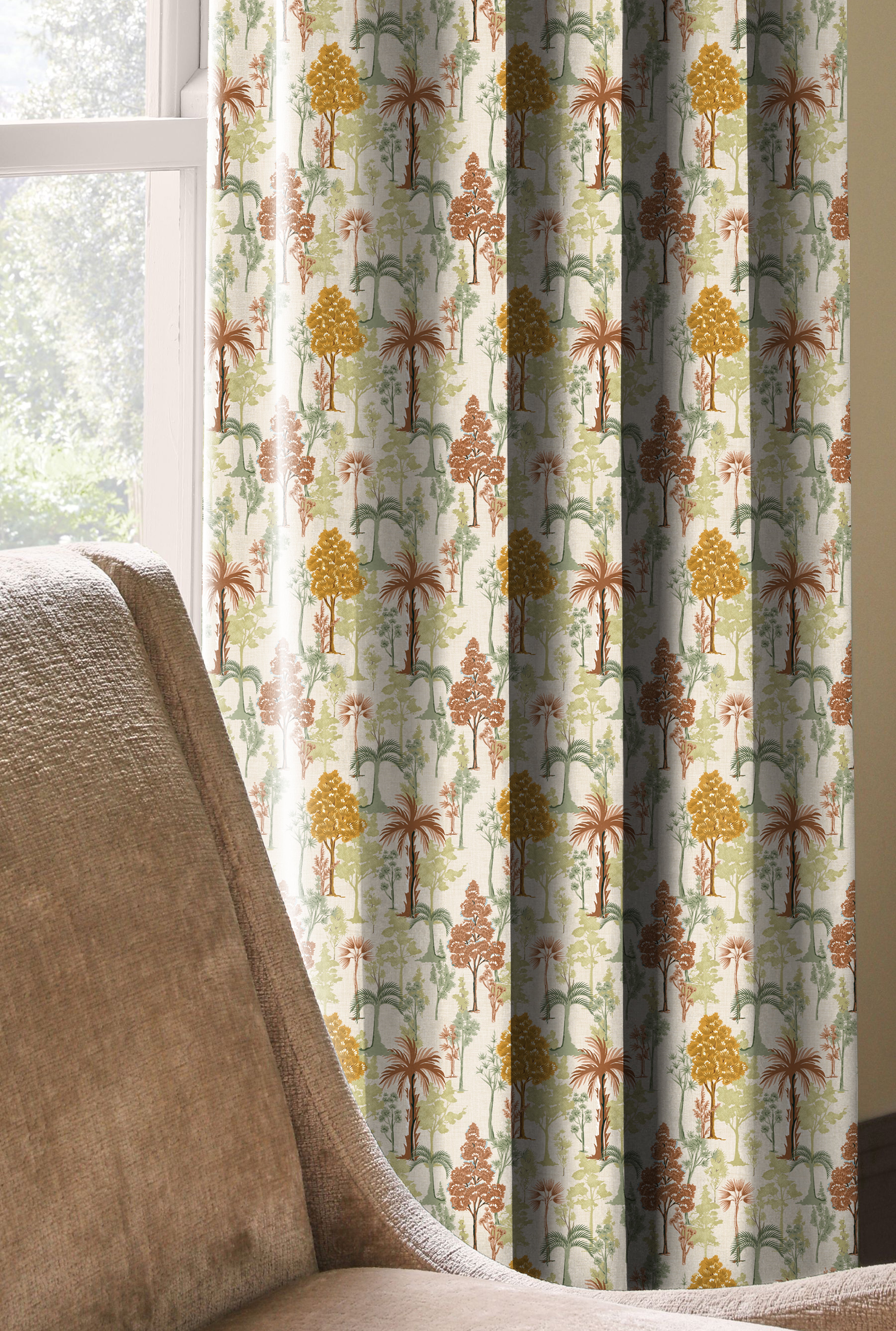 GENOA MUSTARD ROOM DARKENING PRINTED CURTAIN