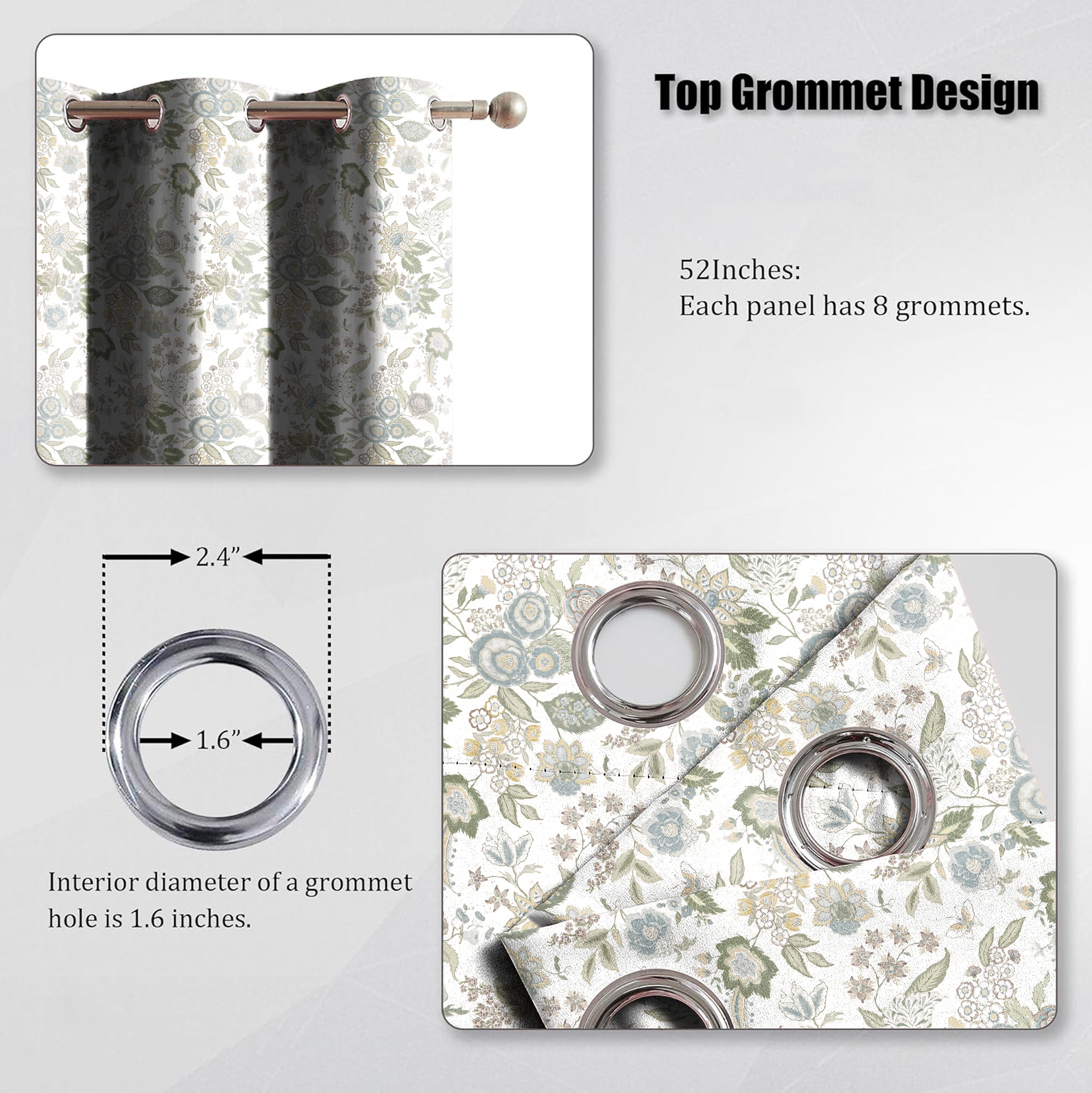 ASPEN MATTY GREY PRINTED ROOM DARKENER CURTAIN