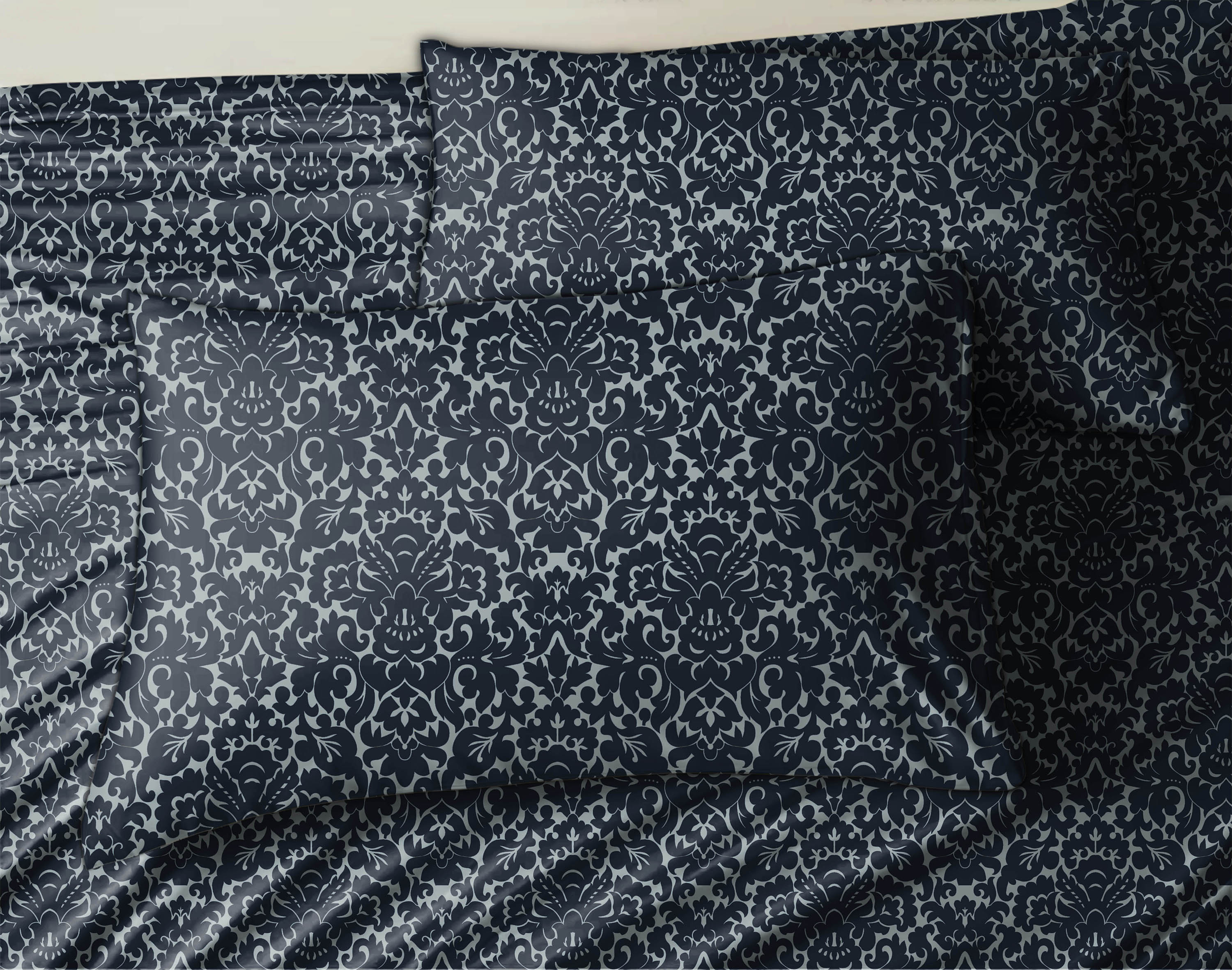 Casableu Microfiber Sydney Dark Blue Bedcover for Double Bed with 2 Pillow Covers King Size (104" X 90")