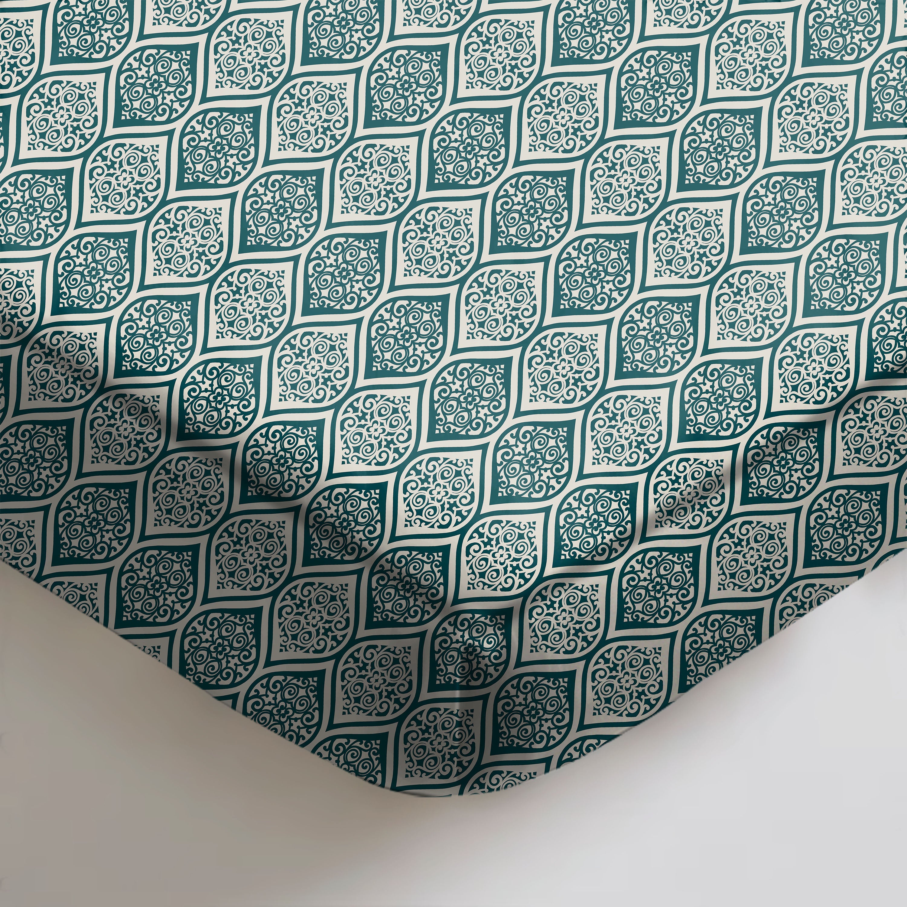 Manhattan Dark Blue Green Bedcover for Double Bed with 2 Pillow Covers King Size (104" X 90")