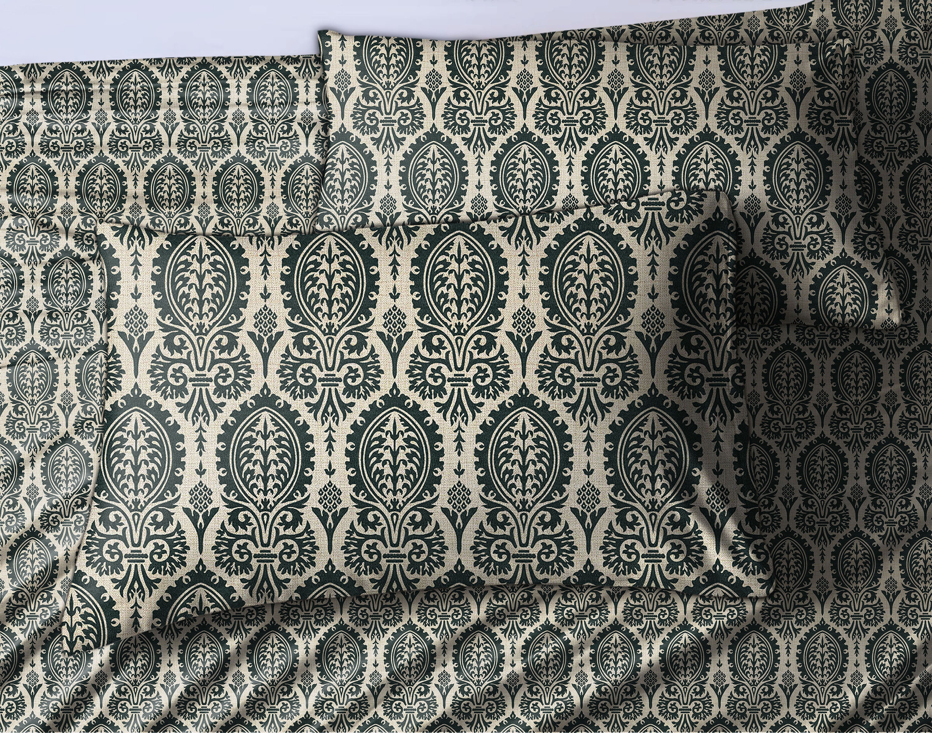 Manchester Dark Jungle GreenBedcover for Double Bed with 2 Pillow Covers King Size (104" X 90")