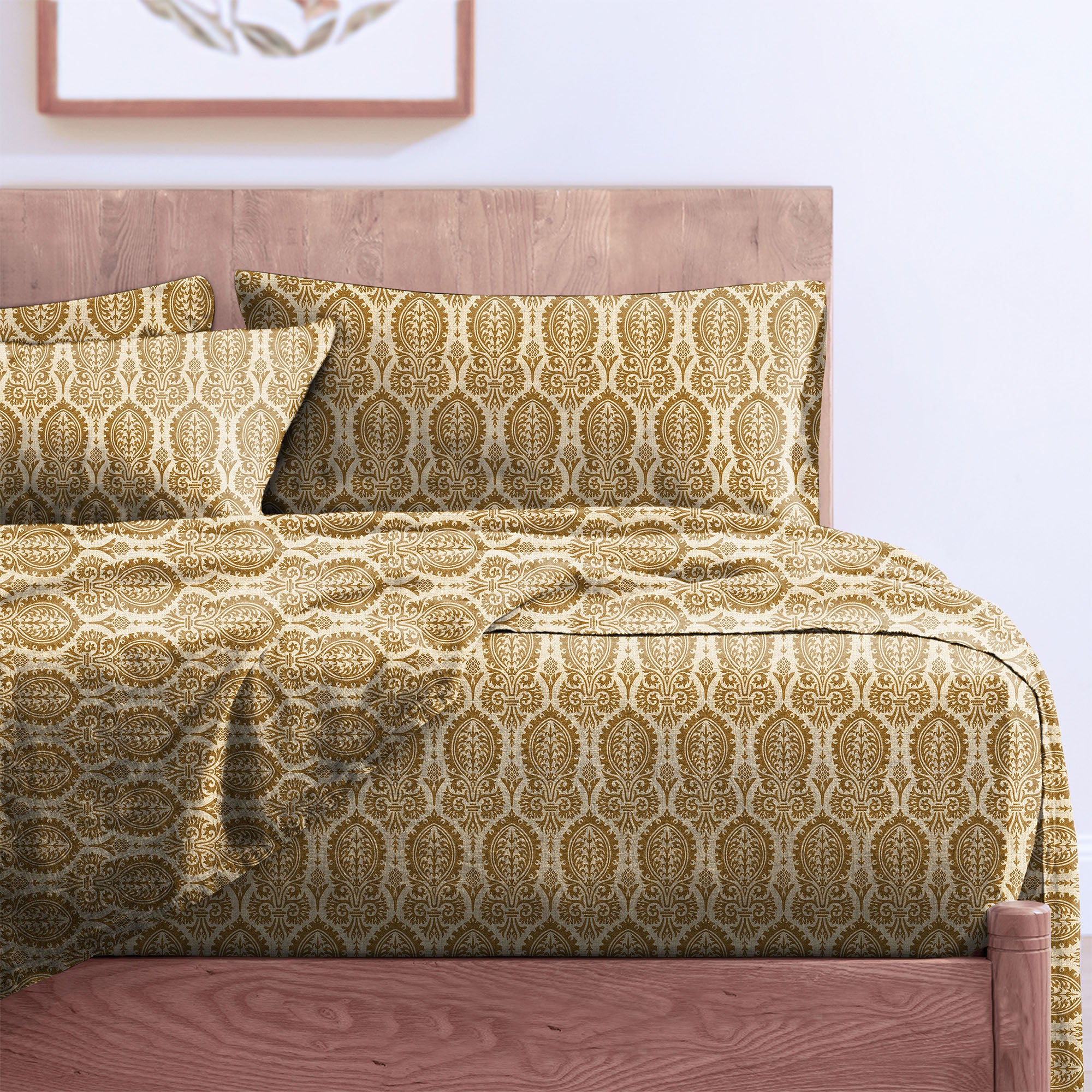 Manchester Dirt Brown Bedcover for Double Bed with 2 Pillow Covers King Size (104" X 90")