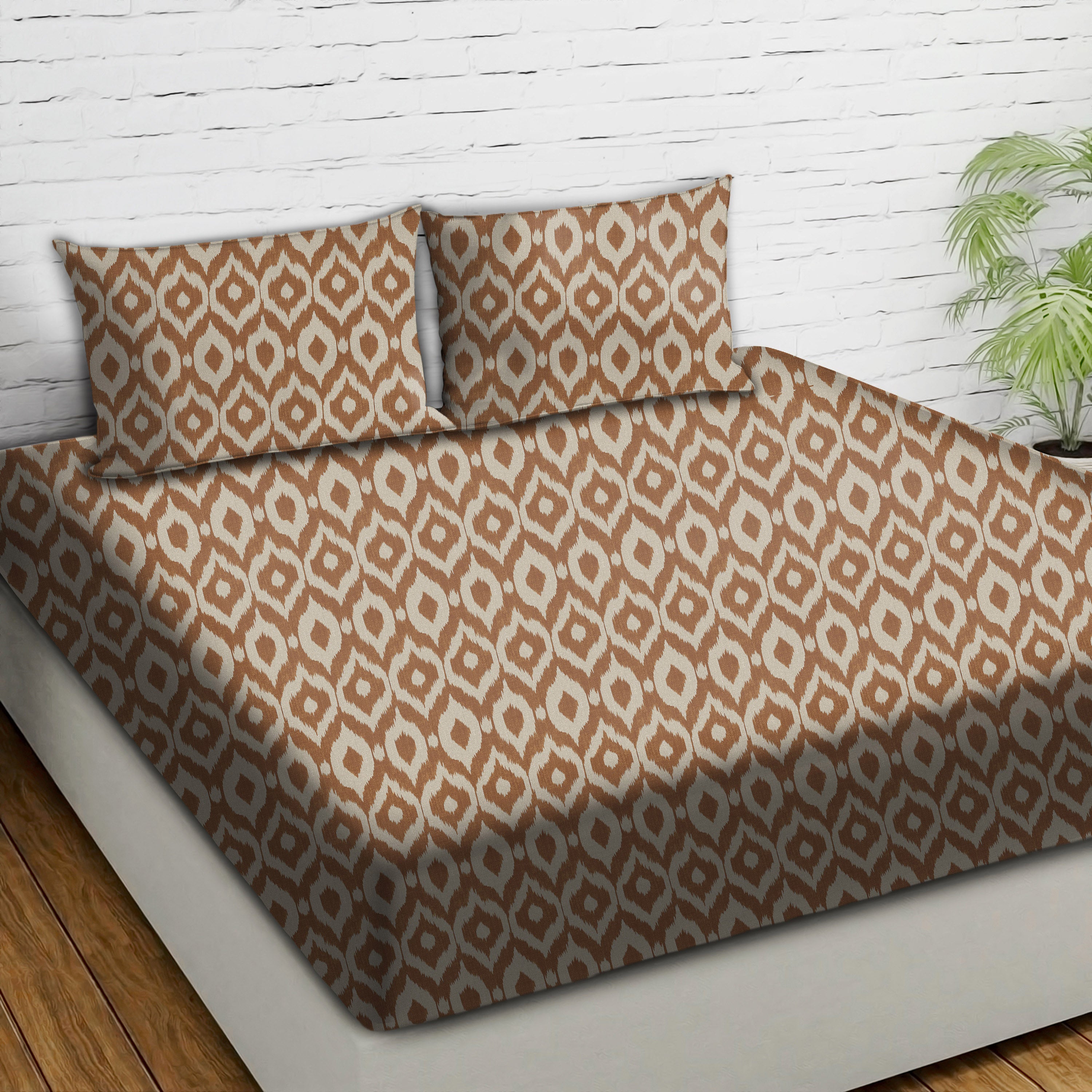 Bedcover Bistre Dark Beige for Double Bed with 2 Pillow Covers King Size (104" X 90")