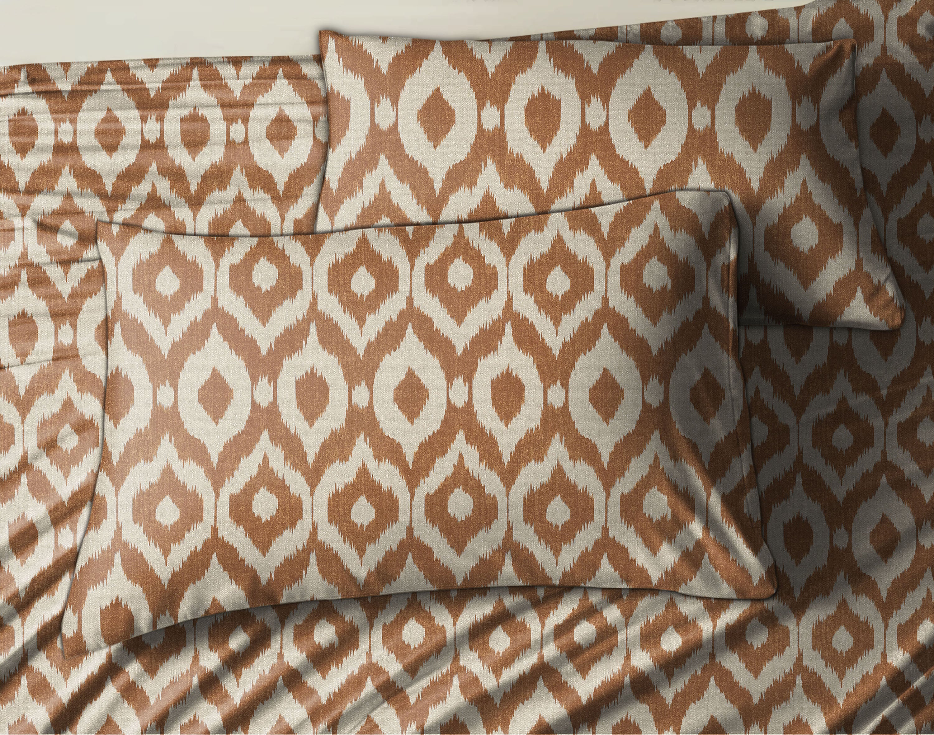 Bedcover Bistre Dark Beige for Double Bed with 2 Pillow Covers King Size (104" X 90")