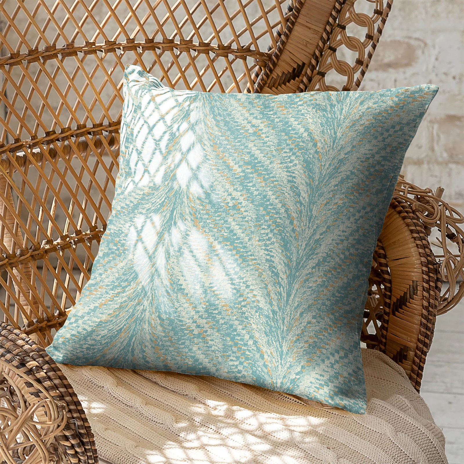 LUXOR DUCK EGG DIGITAL PRINTED CUSHION COVER (Pack of 2)