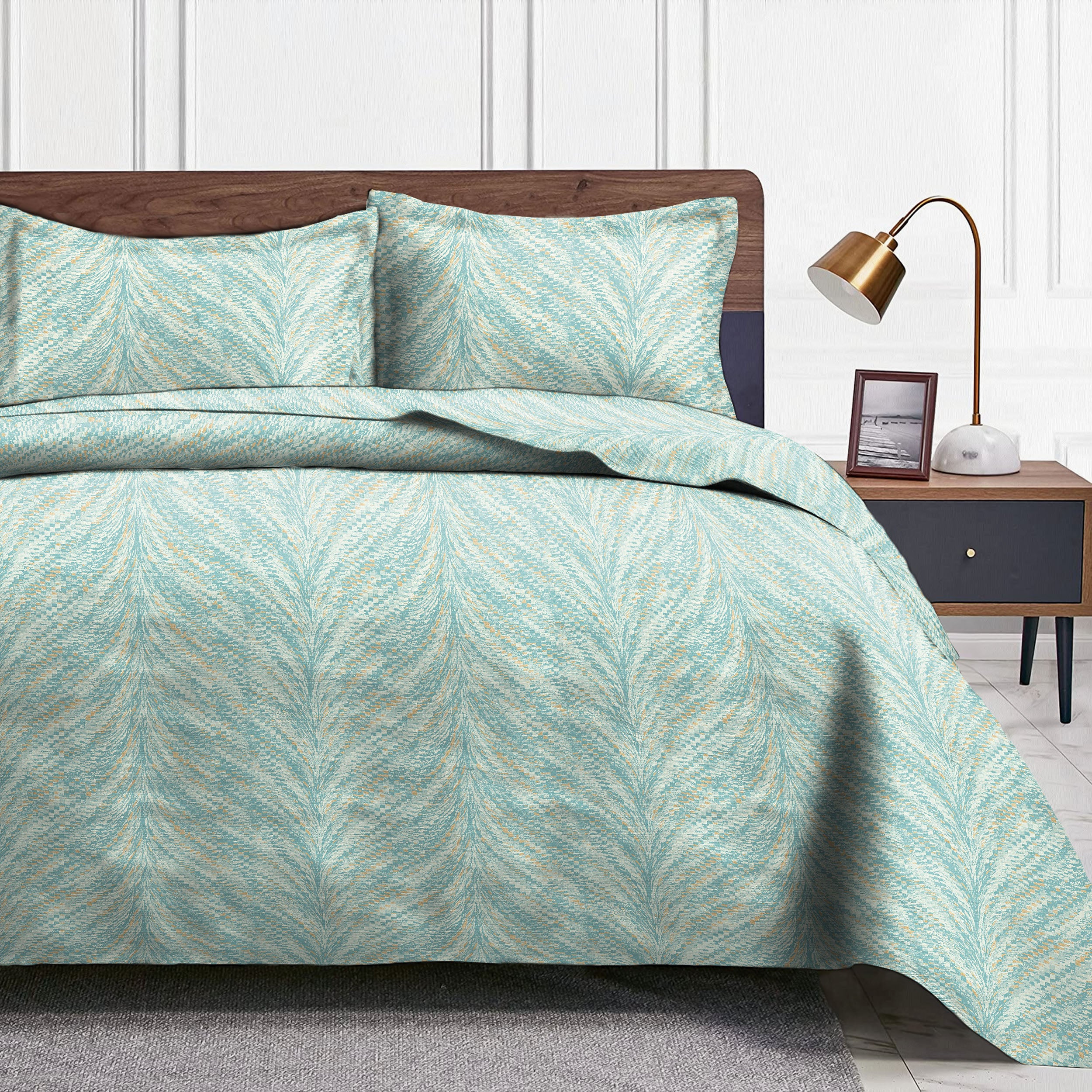 Luxor Duck-Egg Bedcover for Double Bed with 2 PillowCovers King Size (104" X 90")