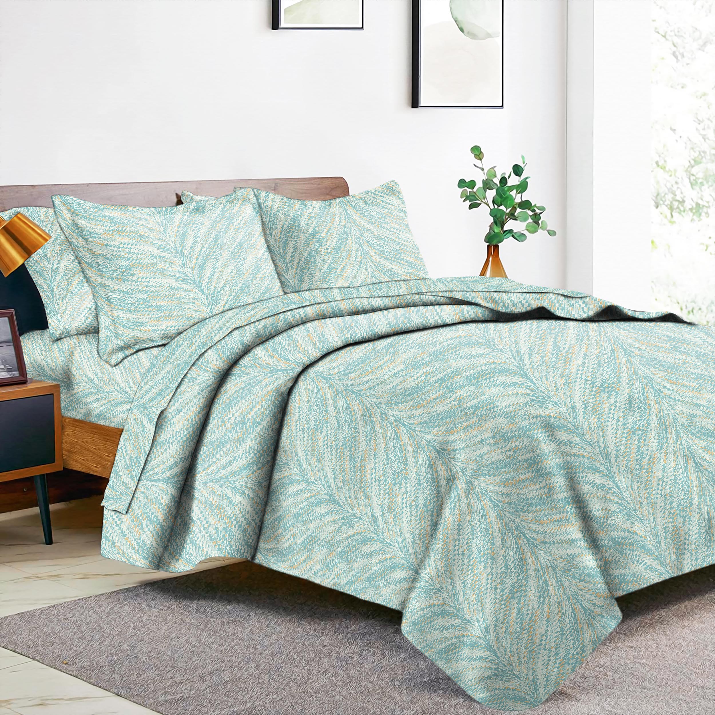 Luxor Duck-Egg Bedcover for Double Bed with 2 PillowCovers King Size (104" X 90")