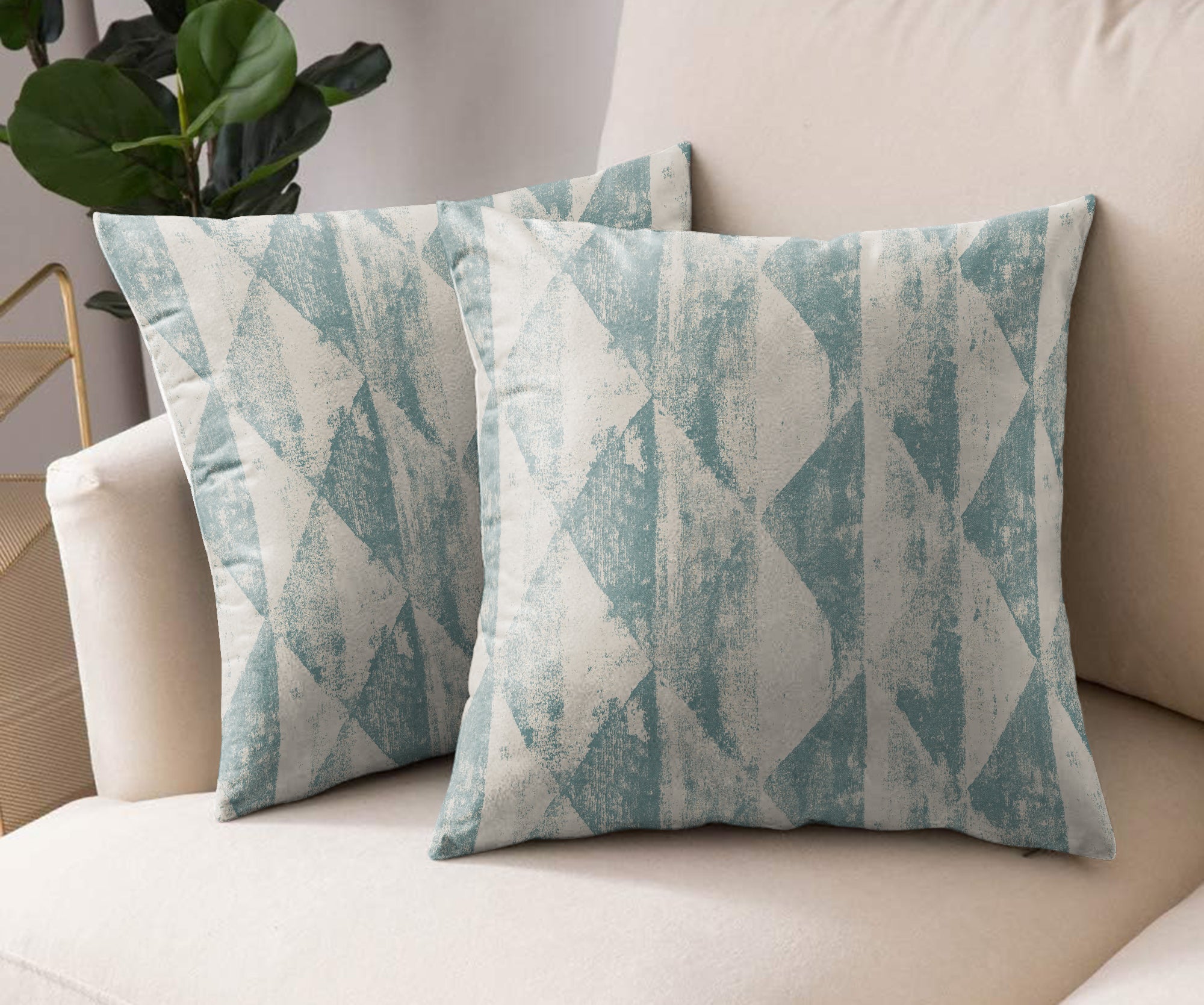 MYSTIQUE DUCK EGG DIGITAL PRINTED CUSHION COVER (Pack of 2)