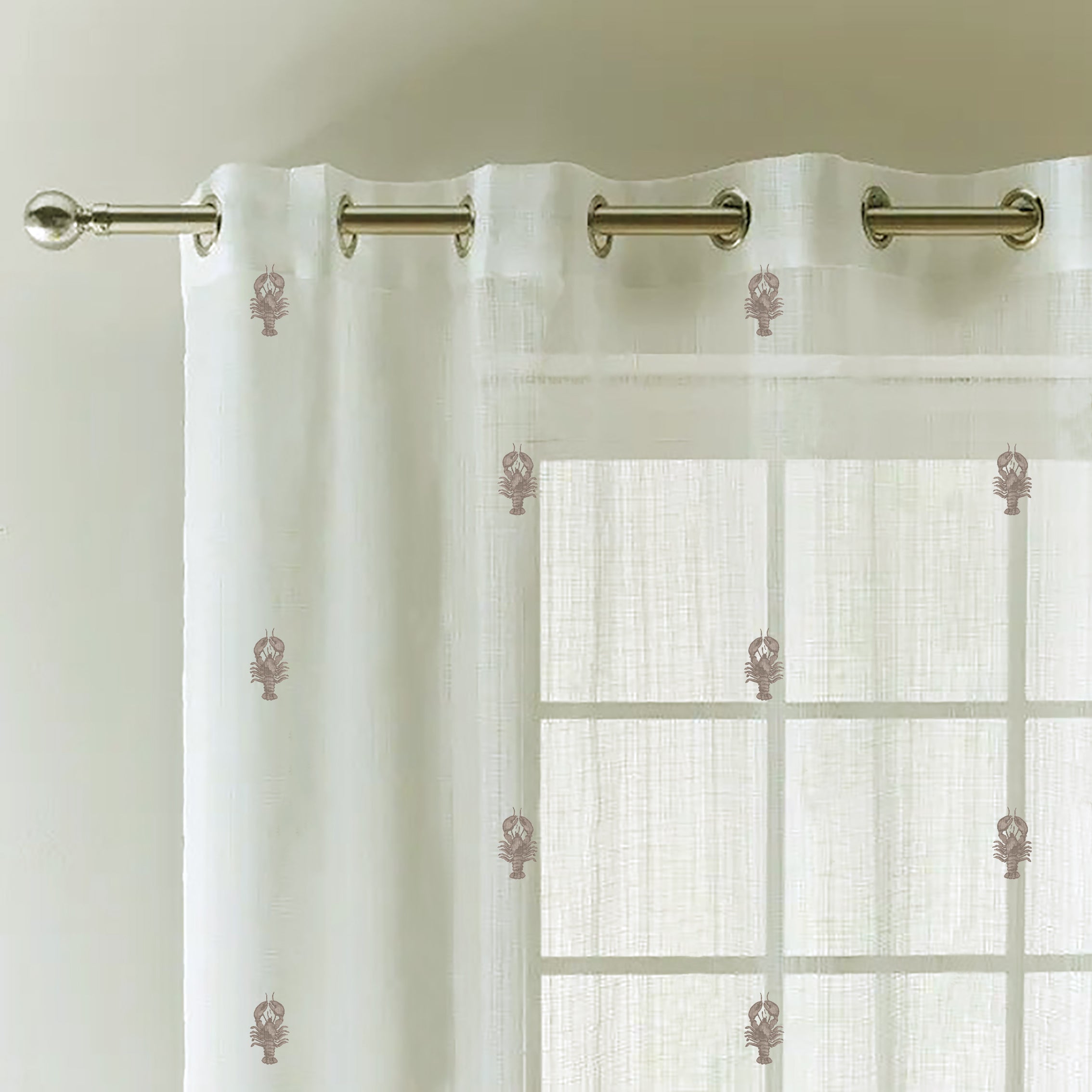 SCORPION DUSTY GREY PRINTED SHEER CURTAIN