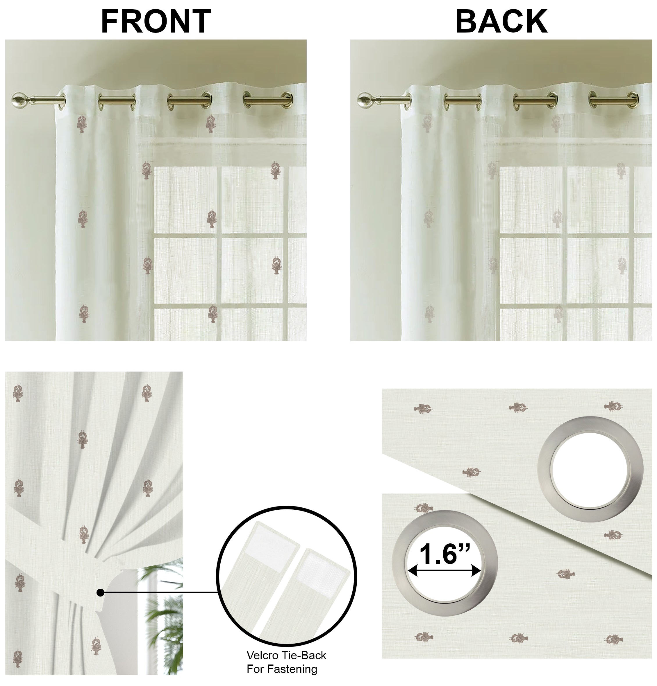 SCORPION DUSTY GREY PRINTED SHEER CURTAIN