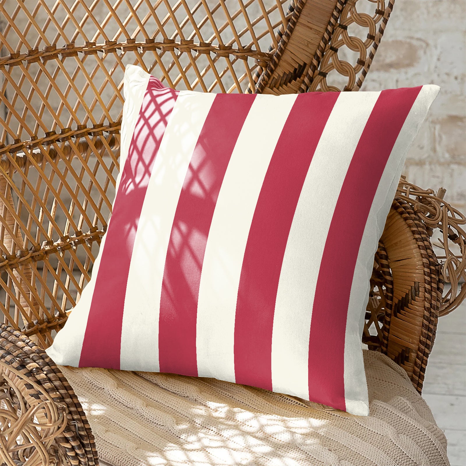 SPRING GALLERY BIG STRIPE DUSTY RED DIGITAL PRINTED CUSHION COVER (Pack of 2)