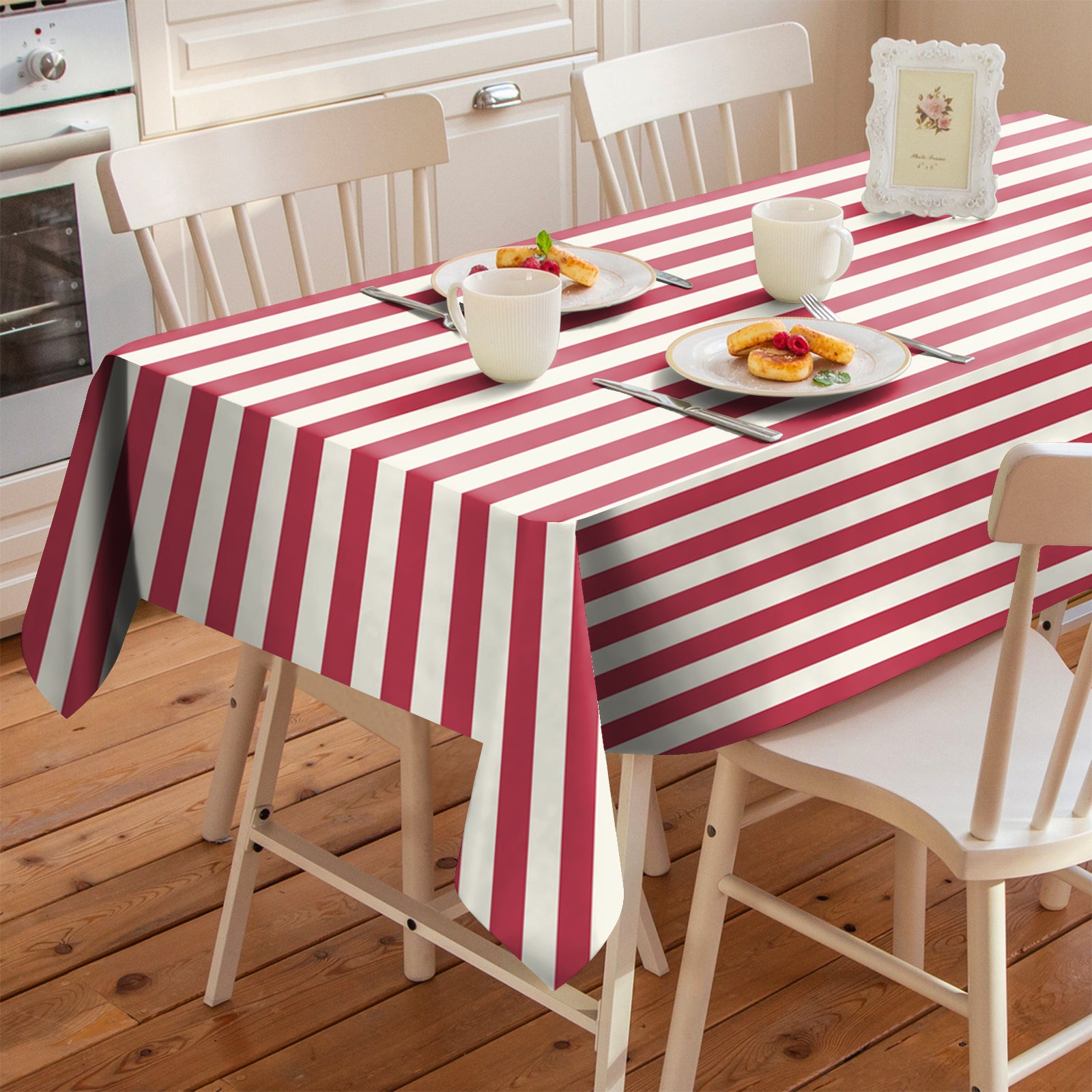 SPRING GALLERY BIG STRIPE Dusty Red 6 Seater Table Cloth