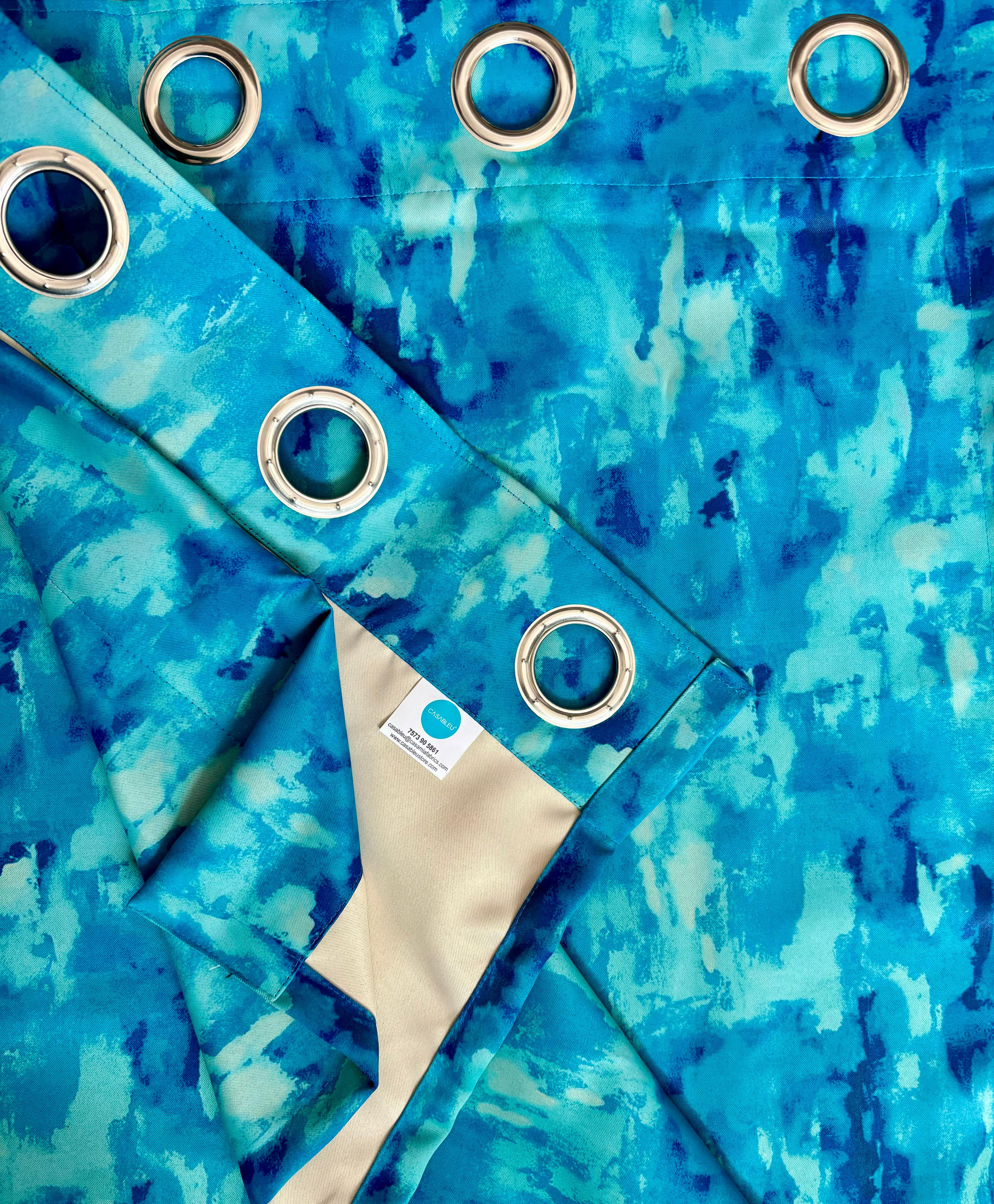 EDEN BLUE PRINTED BLACKOUT CURTAIN