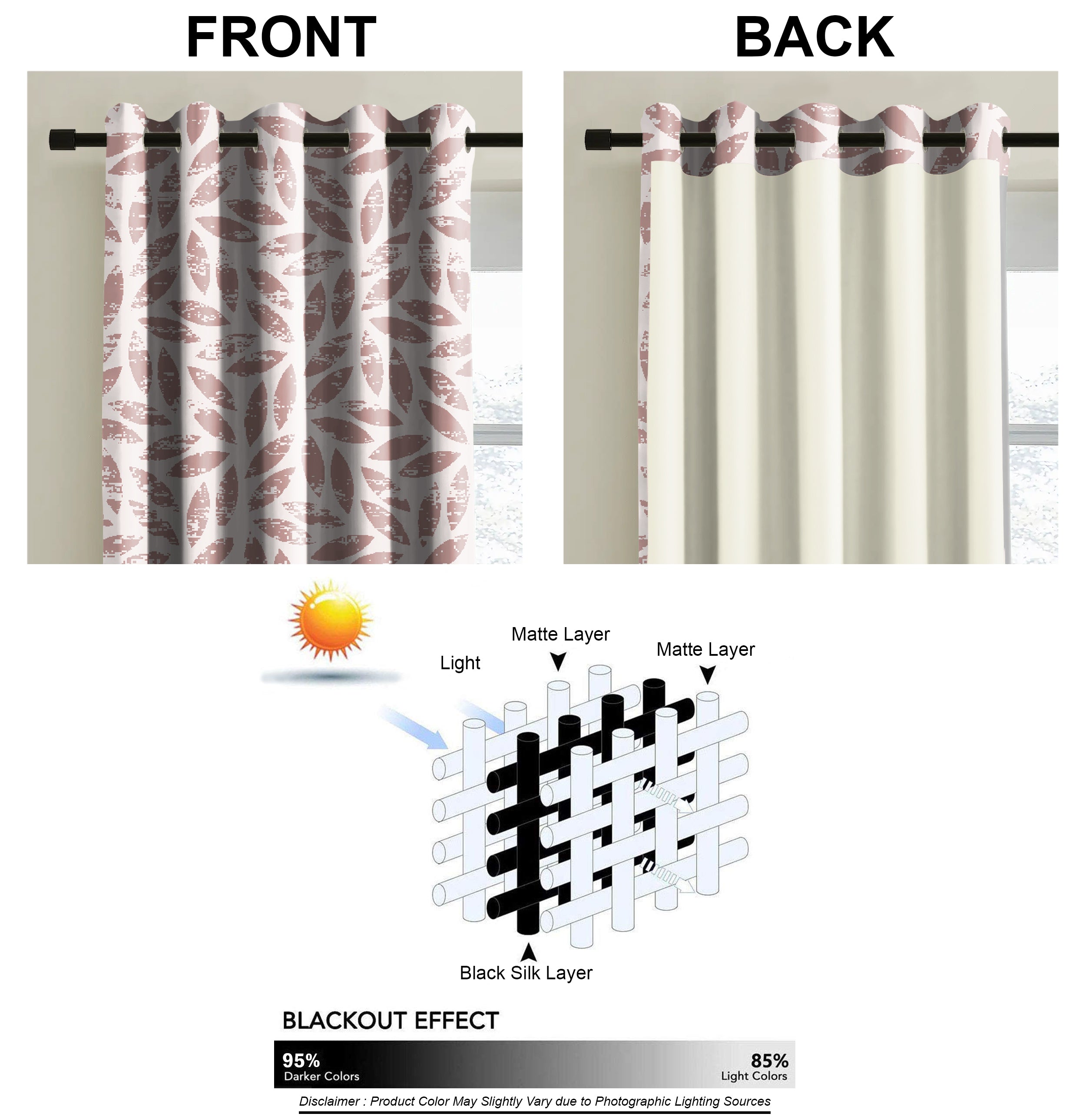 LAMPASSO PINK PRINTED BLACKOUT CURTAIN