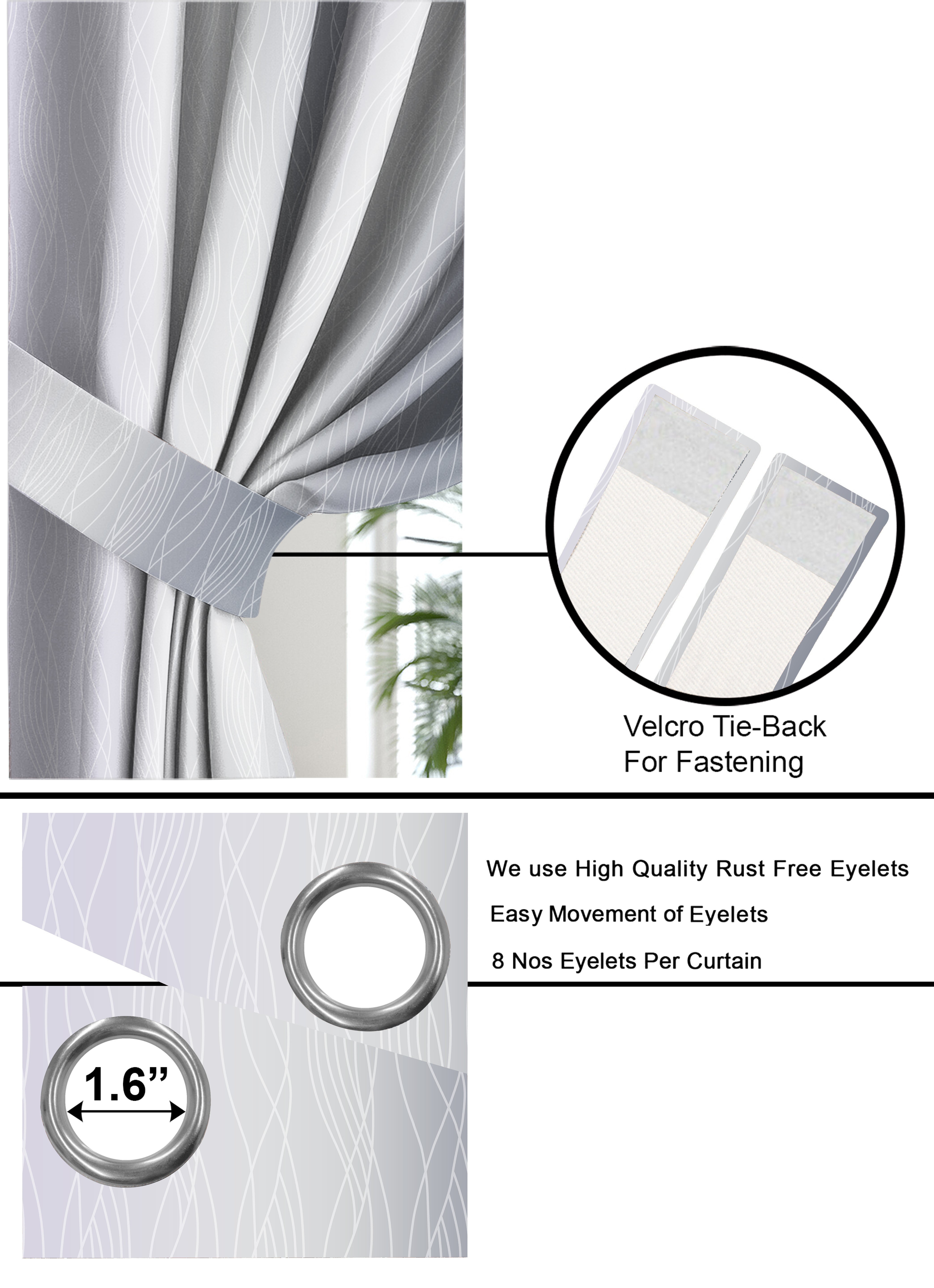 BEVERLEY GREY PRINTED BLACKOUT CURTAIN