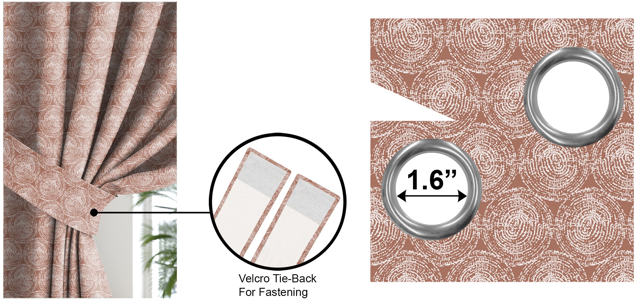 FUSION PEACH PRINTED BLACKOUT CURTAIN