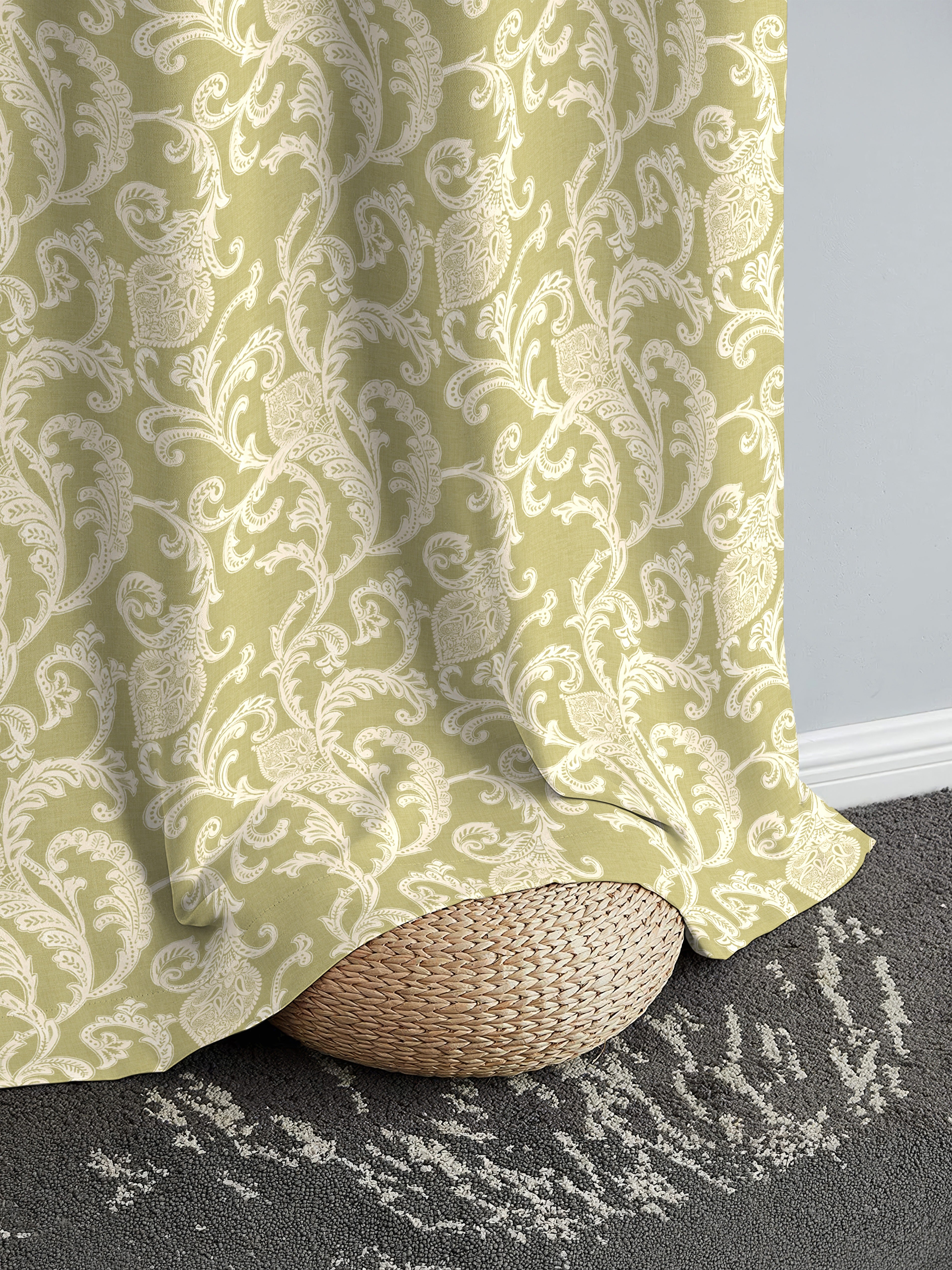 KOCHIN MATTY AVOCADO PRINTED ROOM DARKENER/100% BLACKOUT CURTAIN