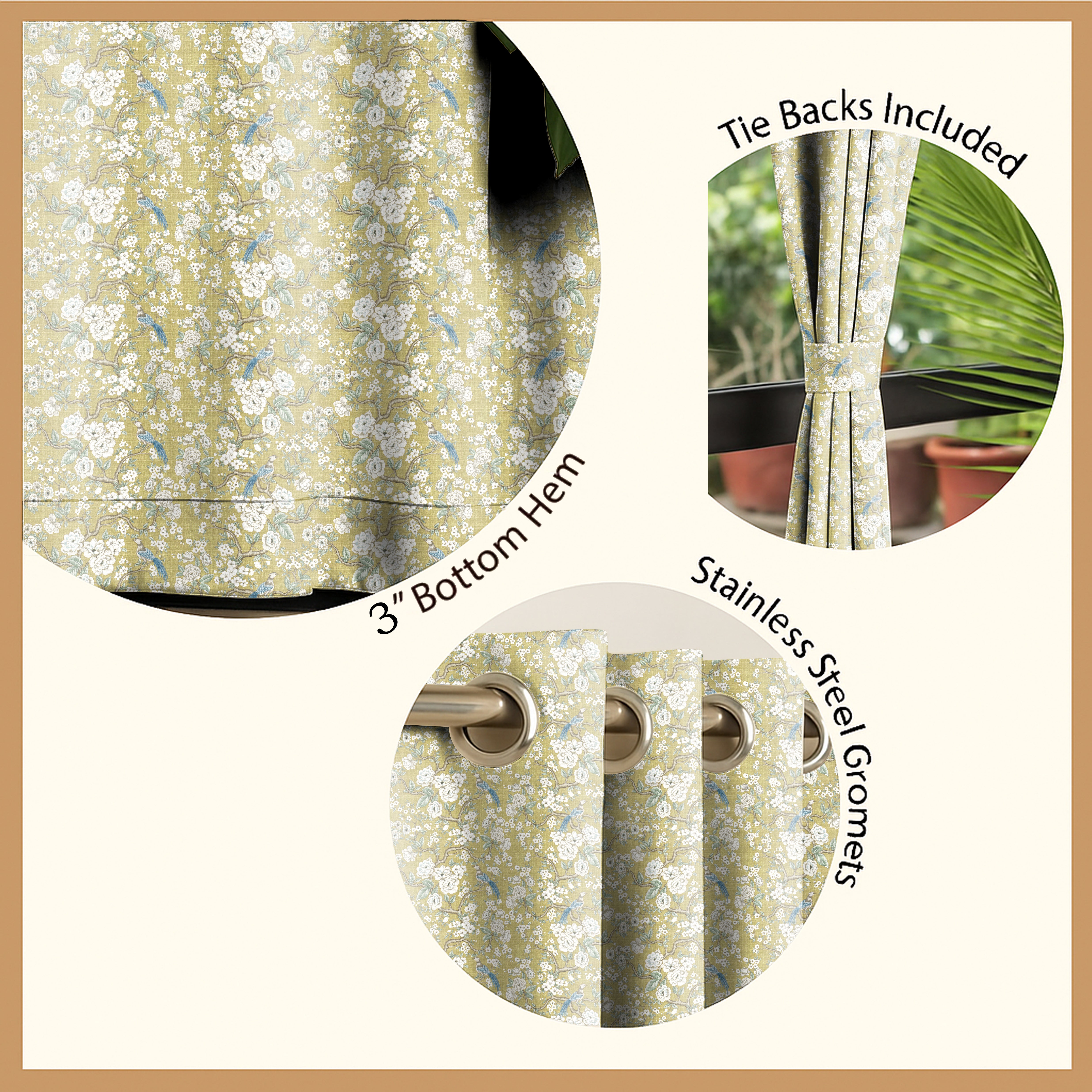 CAPRI MATTY LIGHT GREEN PRINTED ROOM DARKENER CURTAIN