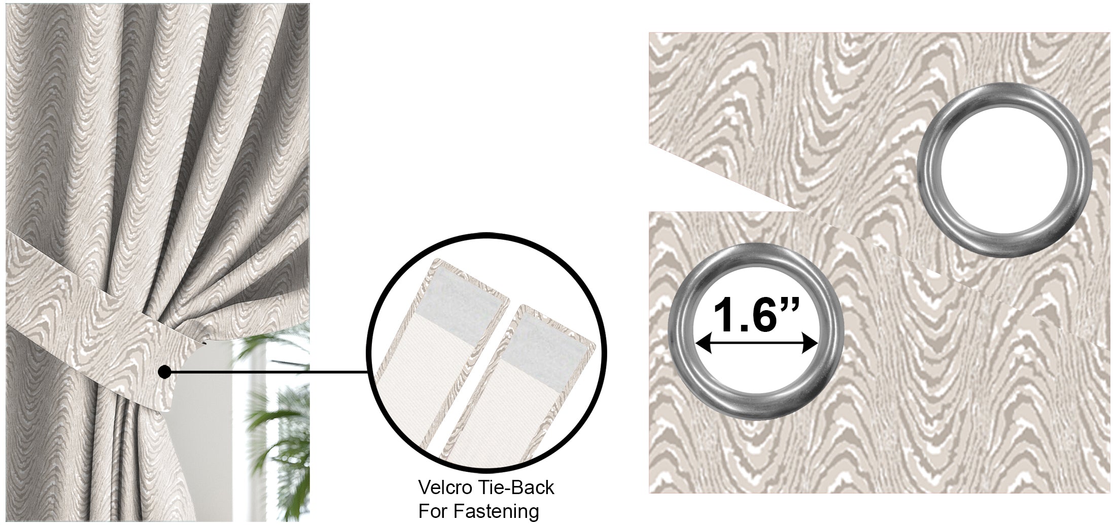 MOIRE ALMOND PRINTED BLACKOUT CURTAIN