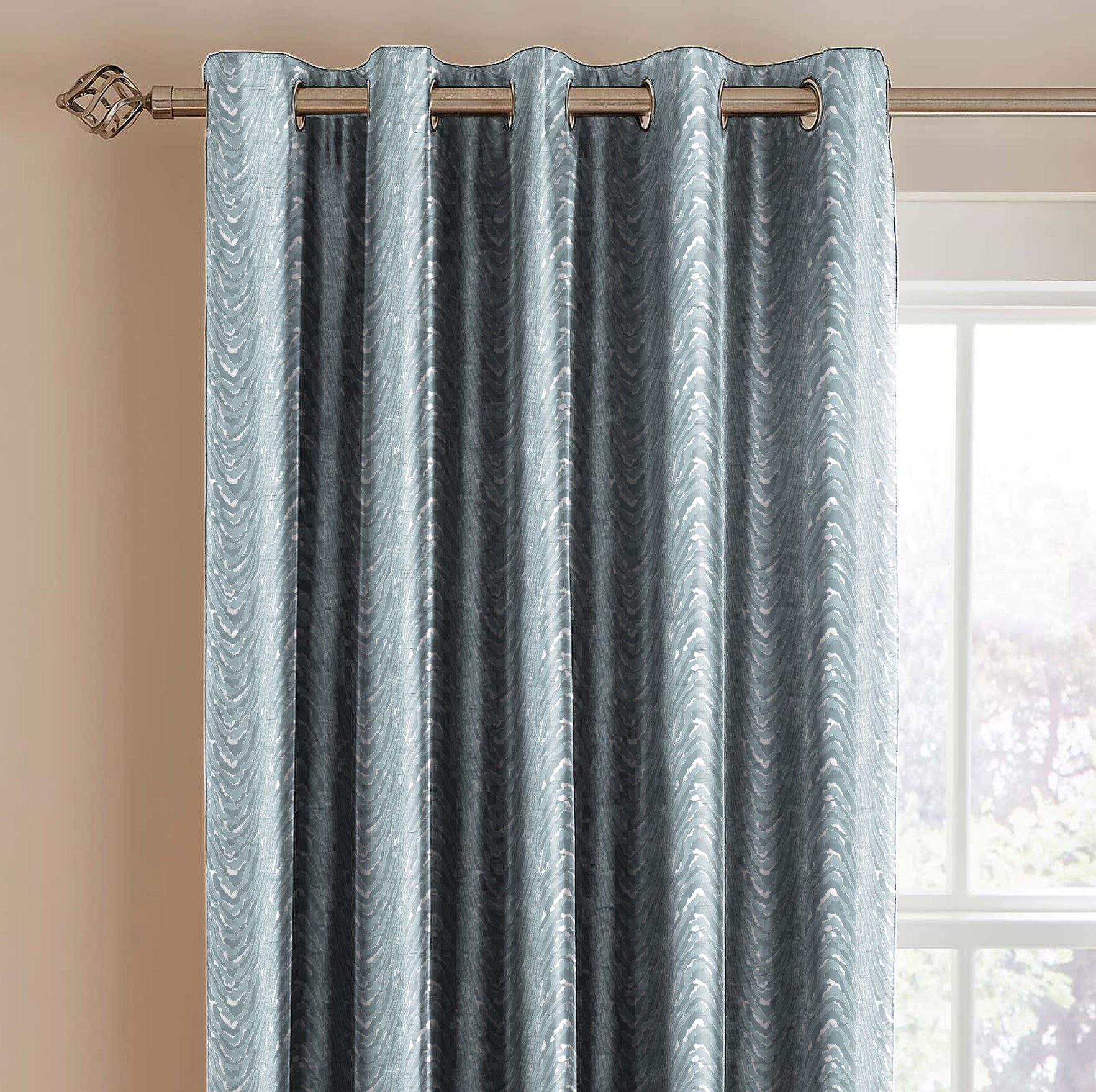 MOIRE GREY PRINTED BLACKOUT CURTAIN