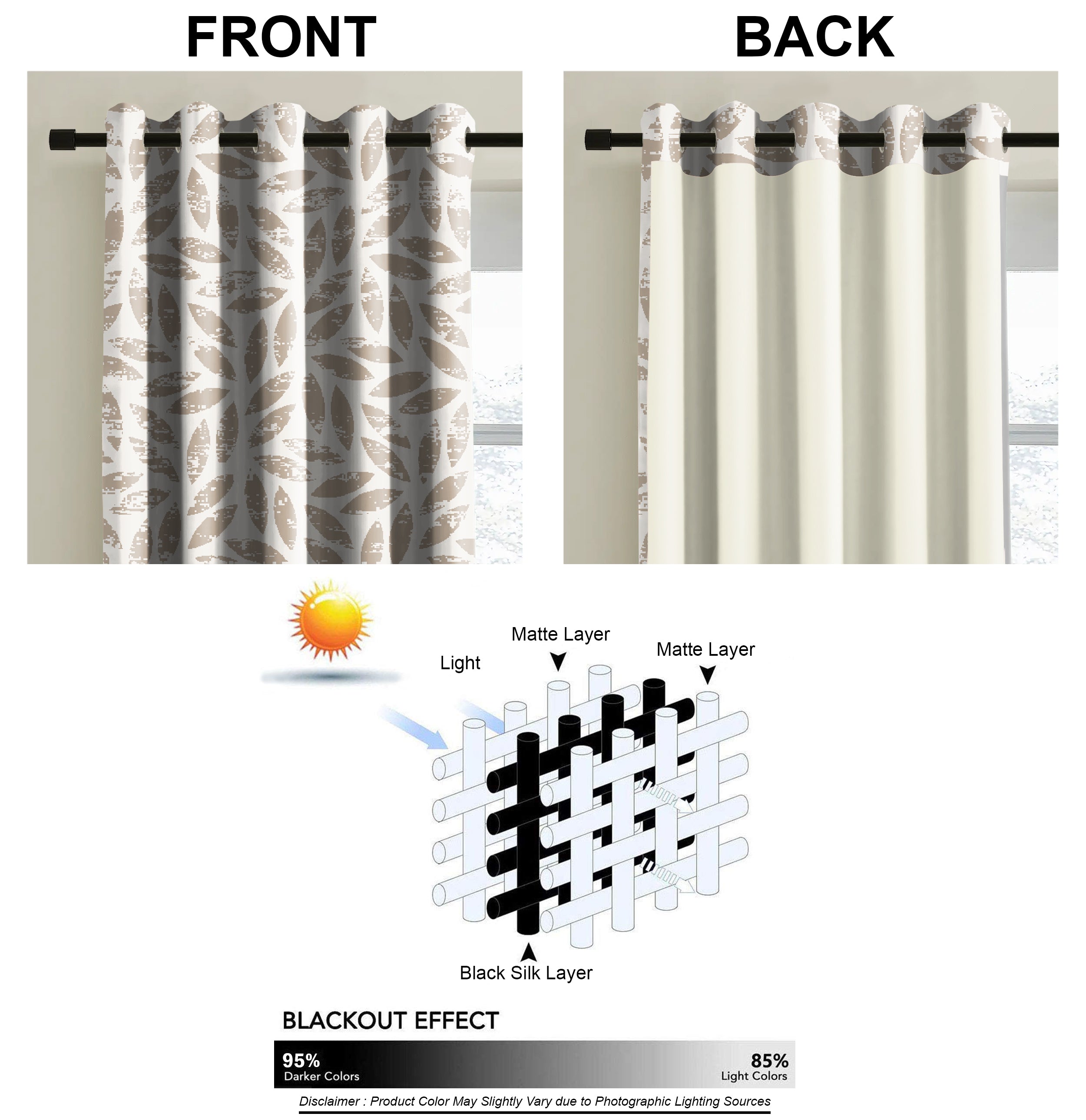 LAMPASSO BROWN PRINTED BLACKOUT CURTAIN