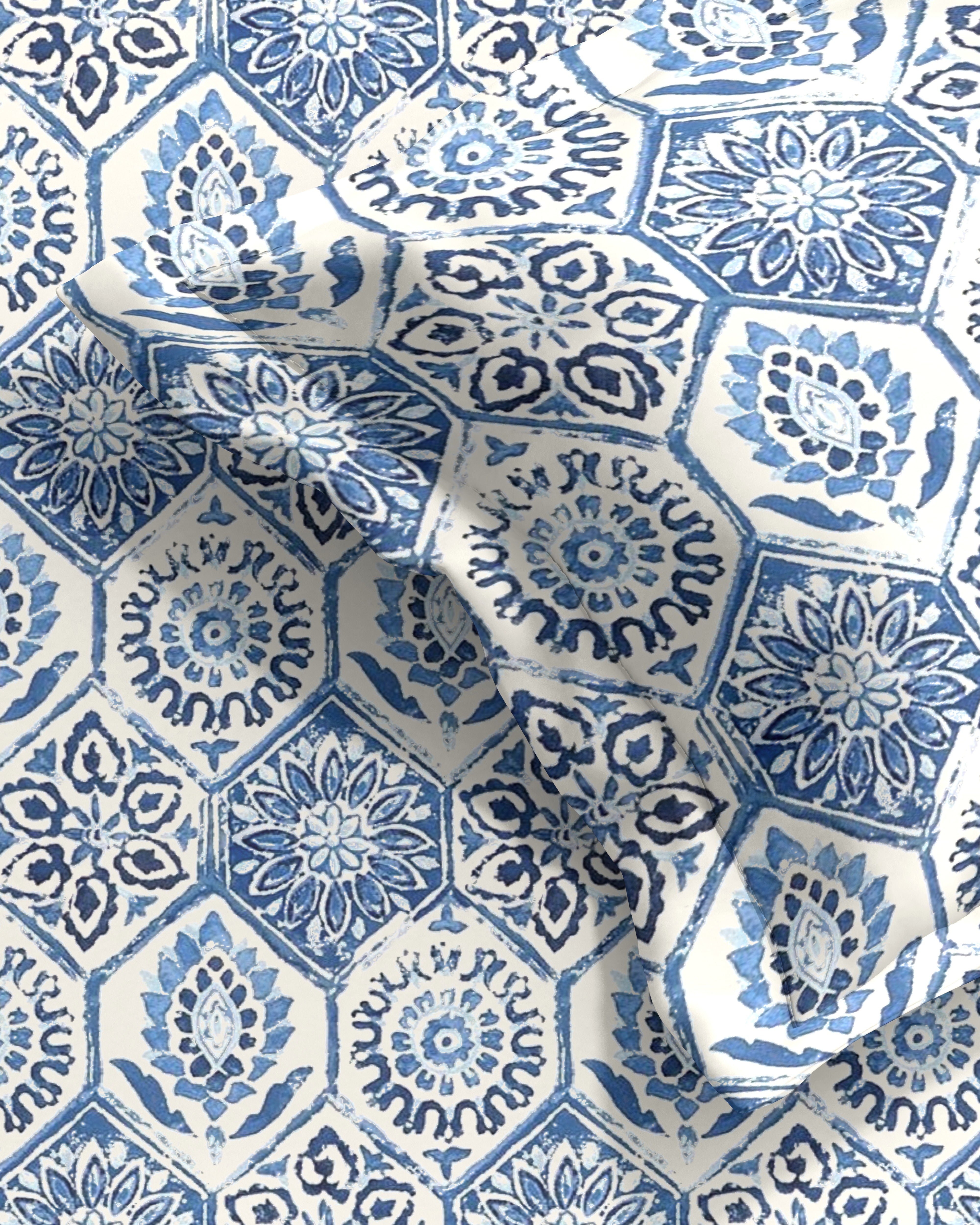 ANKARA BLUE BEDSHEET WITH PILLOWCOVER
