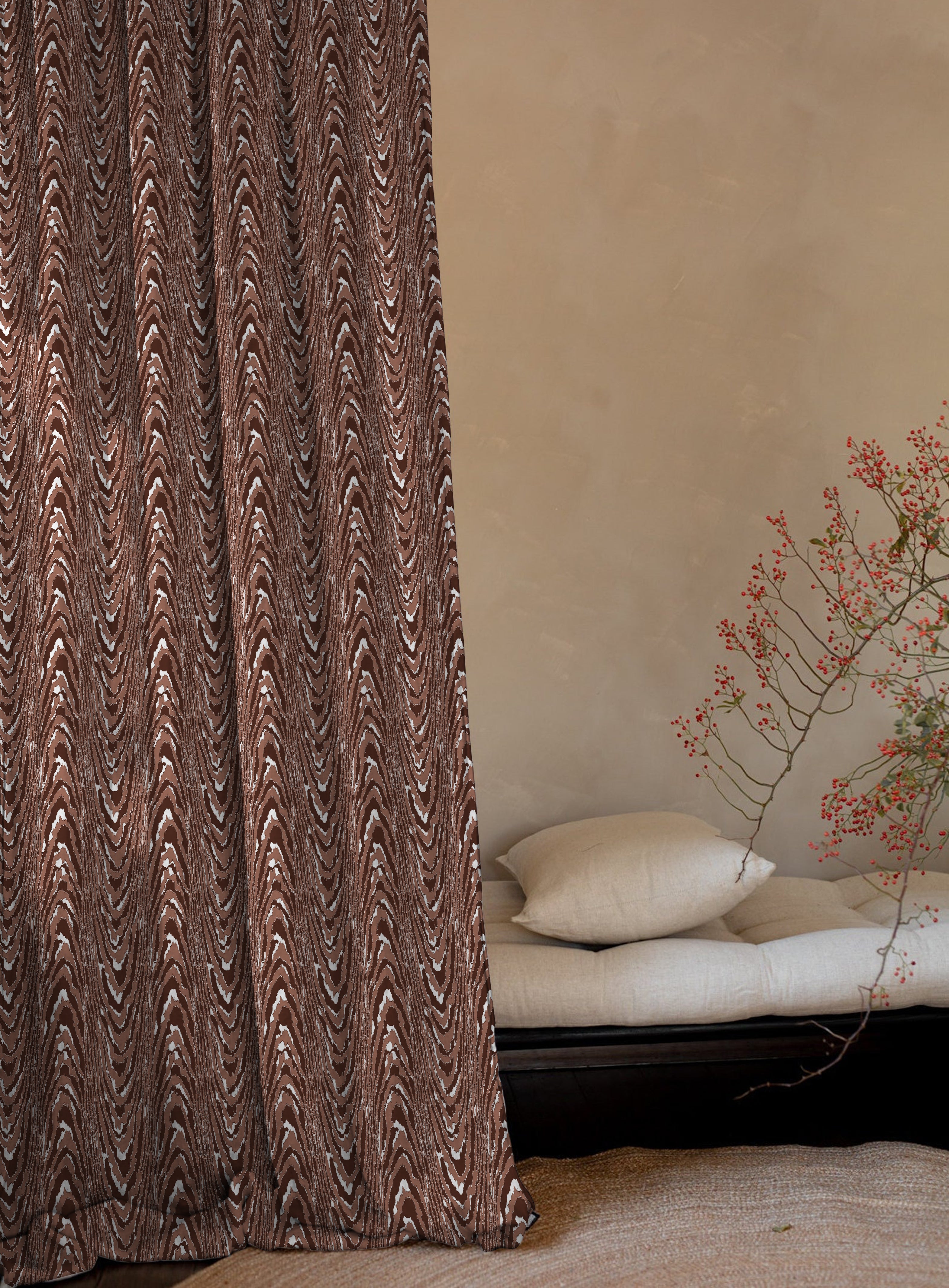 MOIRE RUST PRINTED BLACKOUT CURTAIN