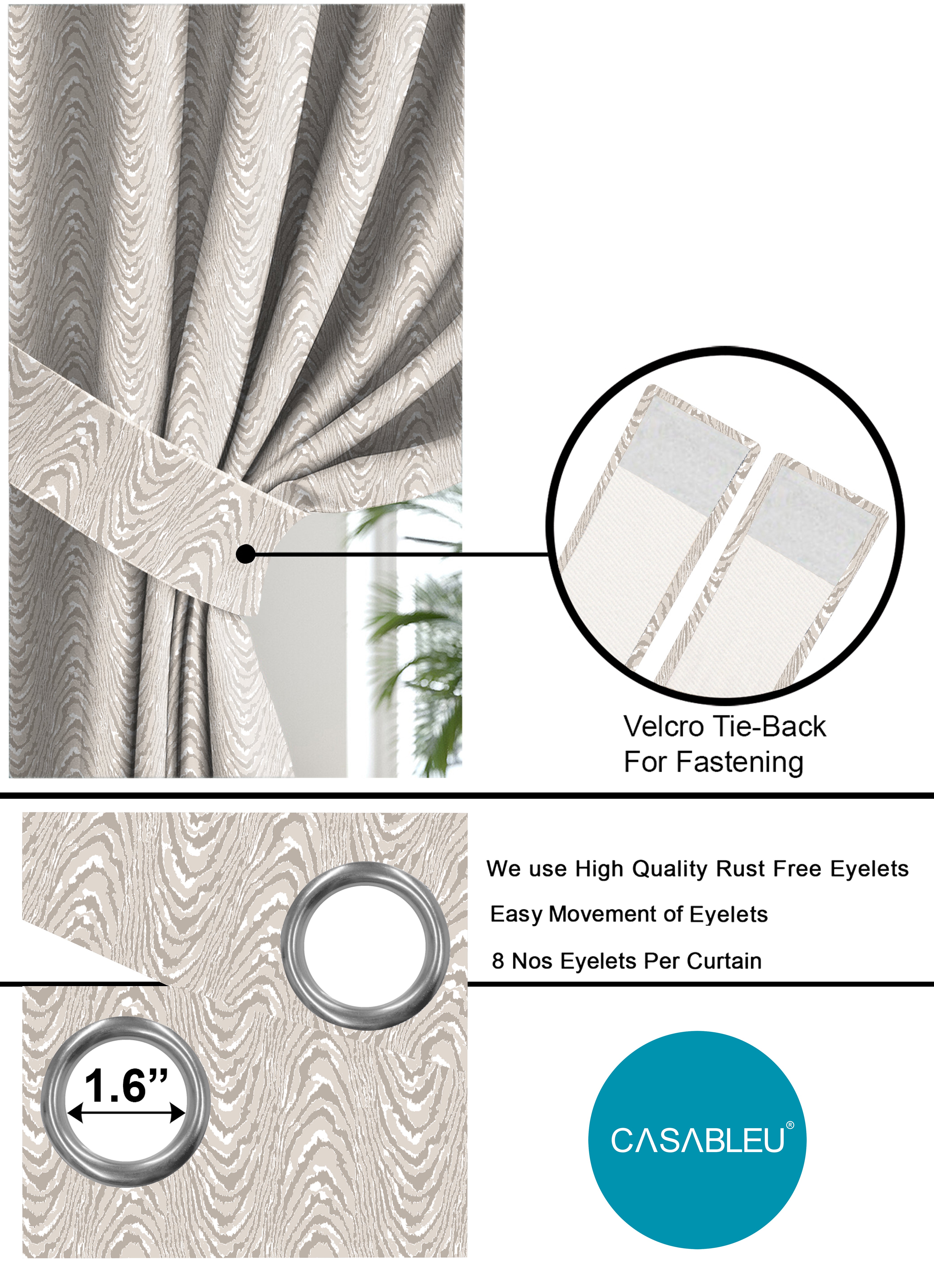 MOIRE ALMOND PRINTED BLACKOUT CURTAIN