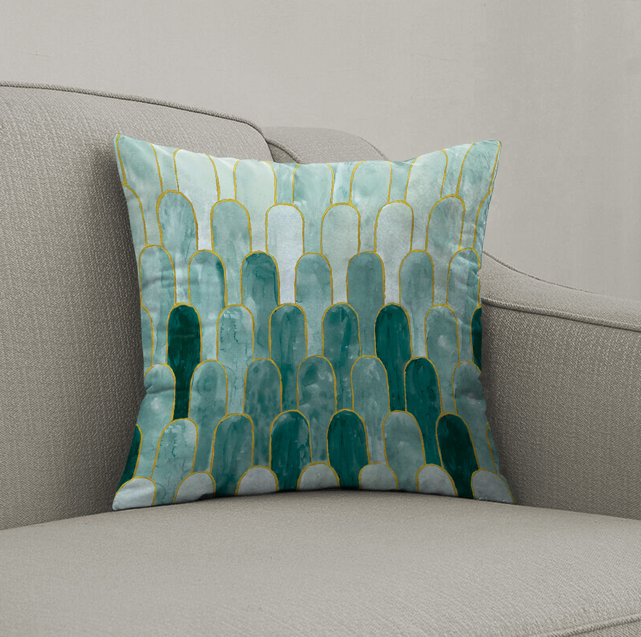NICOBAR GREEN DIGITAL PRINTED CUSHION COVER (Pack of 2)