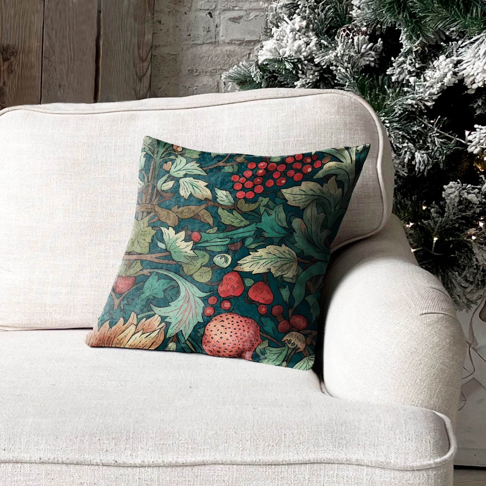 STRAWBERRIES GREEN DIGITAL PRINTED CUSHION COVER (Pack of 2)