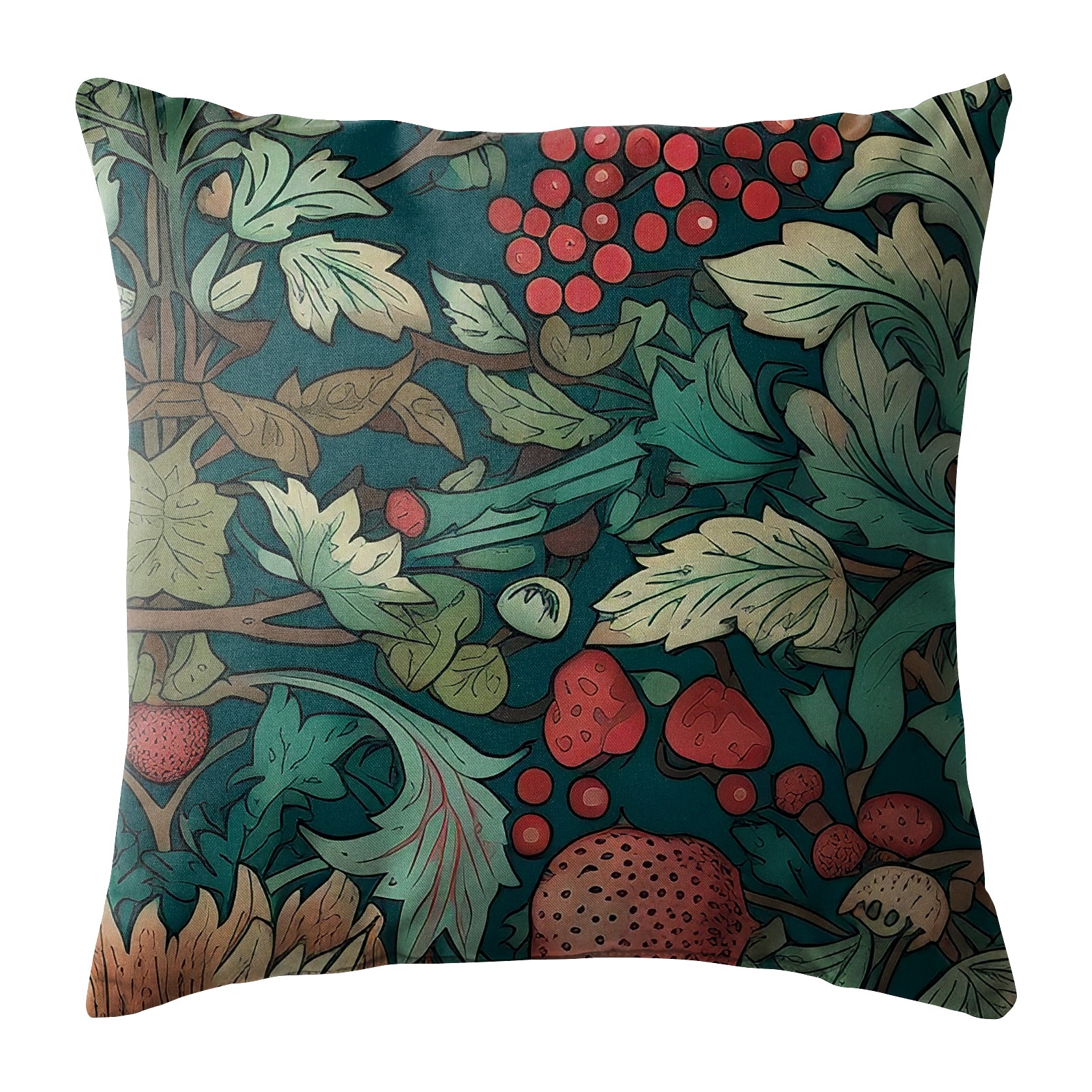 STRAWBERRIES GREEN DIGITAL PRINTED CUSHION COVER (Pack of 2)