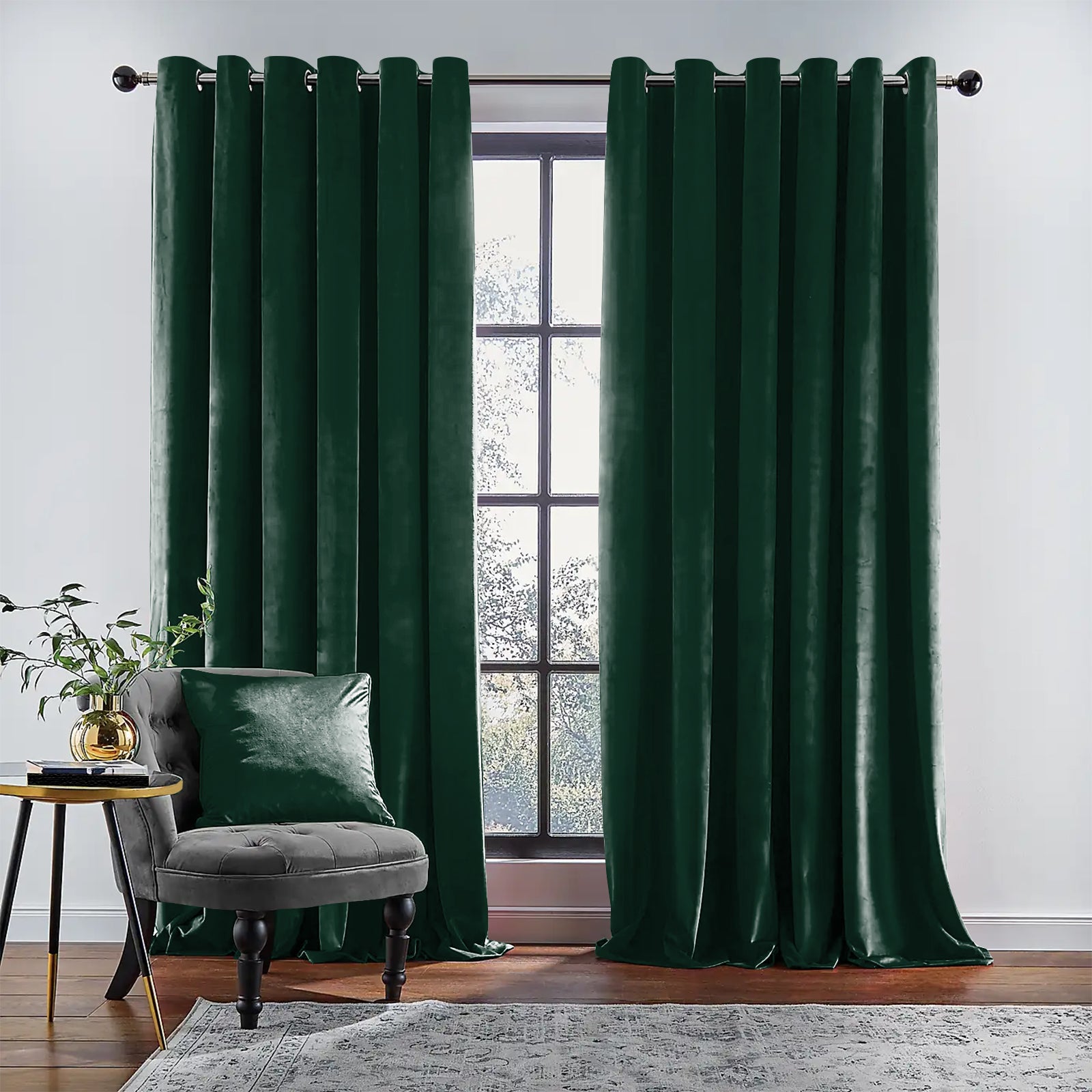 RAINBOW VELVET GREEN CURTAINS
