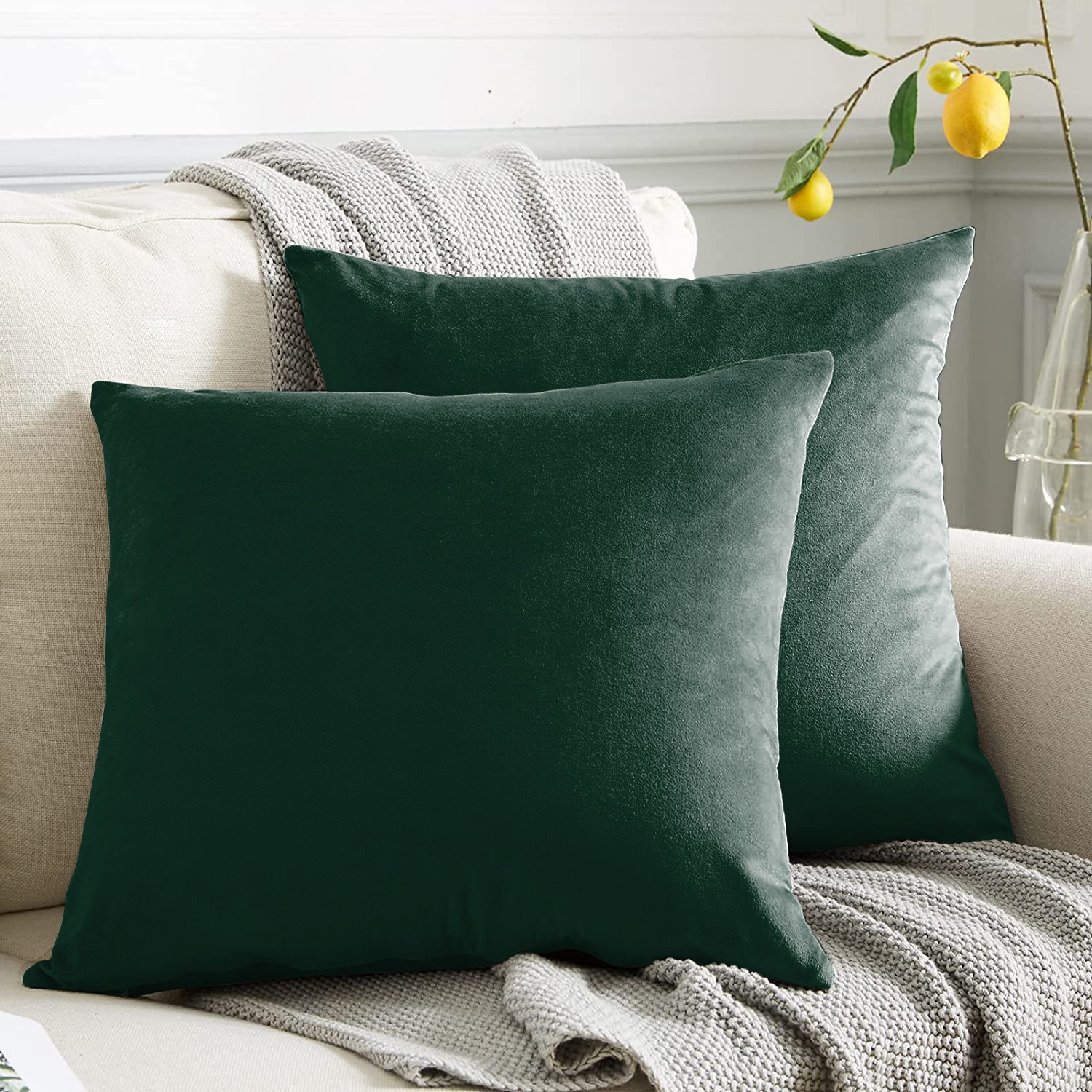 RAINBOW VELVET GREEN-40 CUSHION COVER (Pack of 2)