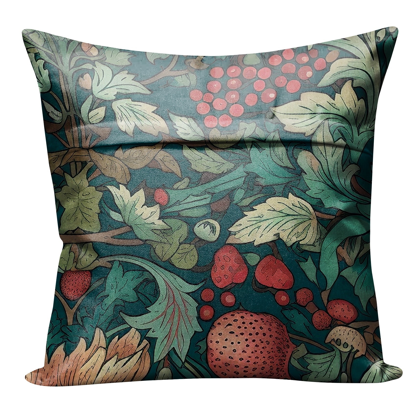 STRAWBERRIES GREEN DIGITAL PRINTED CUSHION COVER (Pack of 2)