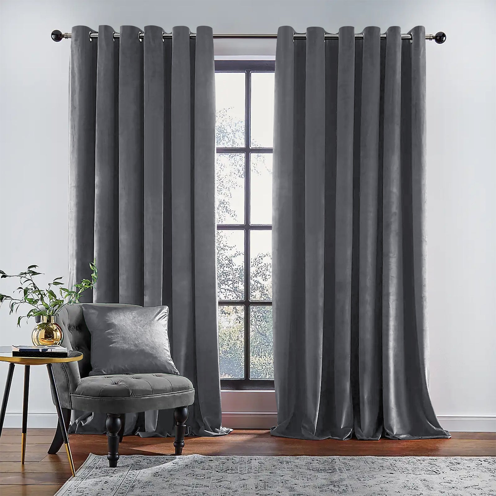 RAINBOW VELVET GREY CURTAINS