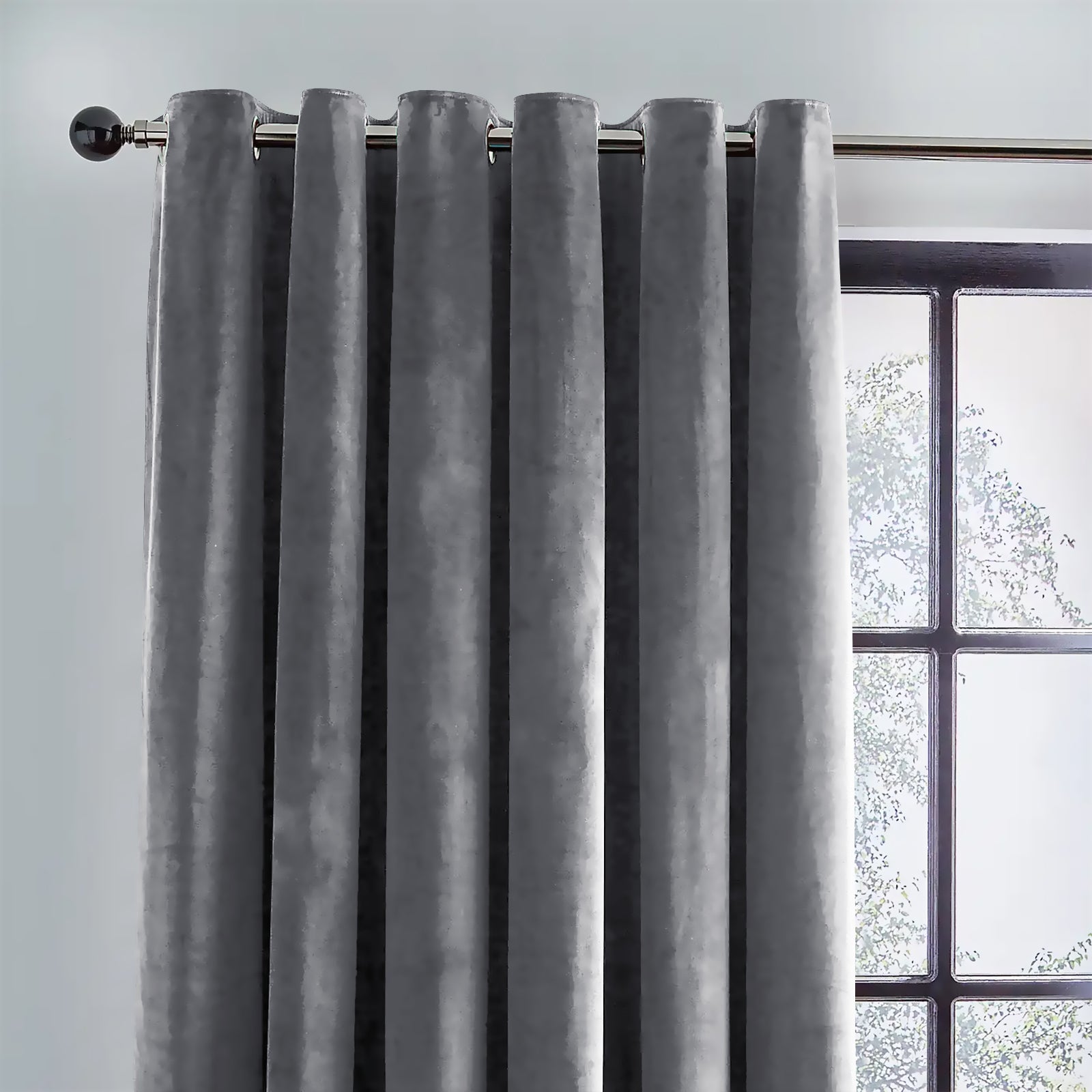 RAINBOW VELVET GREY CURTAINS