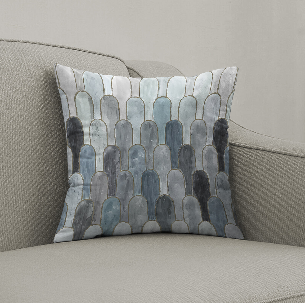 NICOBAR GREY DIGITAL PRINTED CUSHION COVER (Pack of 2)