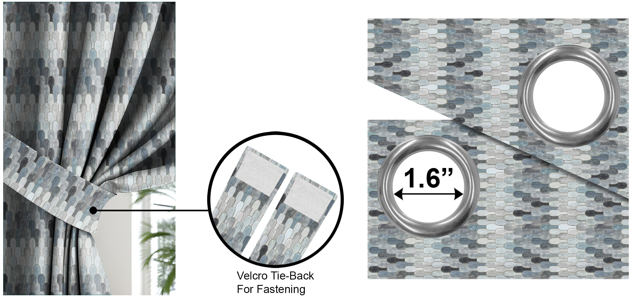 NICOBAR GREY PRINTED BLACKOUT CURTAIN